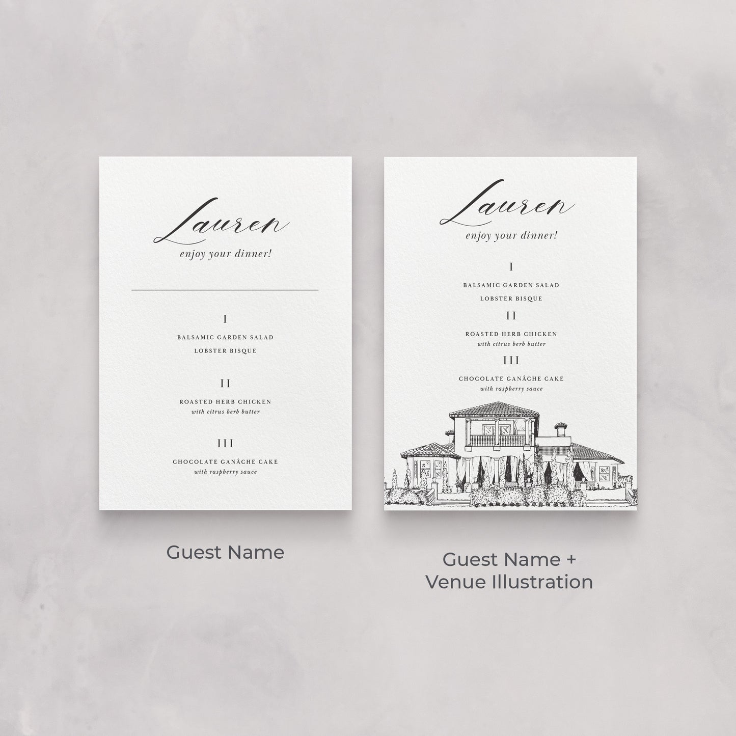 Classic Wedding Menu No. 2