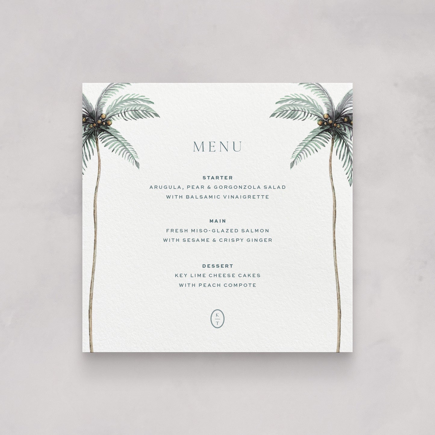 Isla Palm Tree Wedding Menu