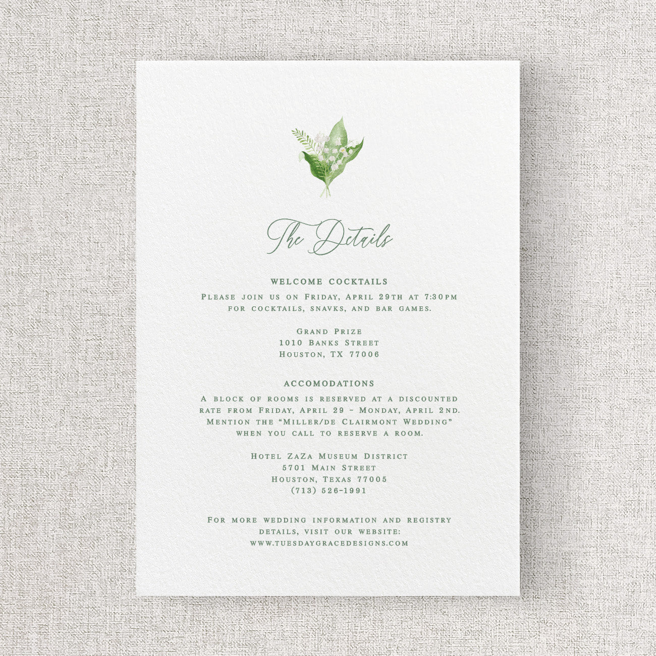 Lily of the Valley Insert Card (Large)