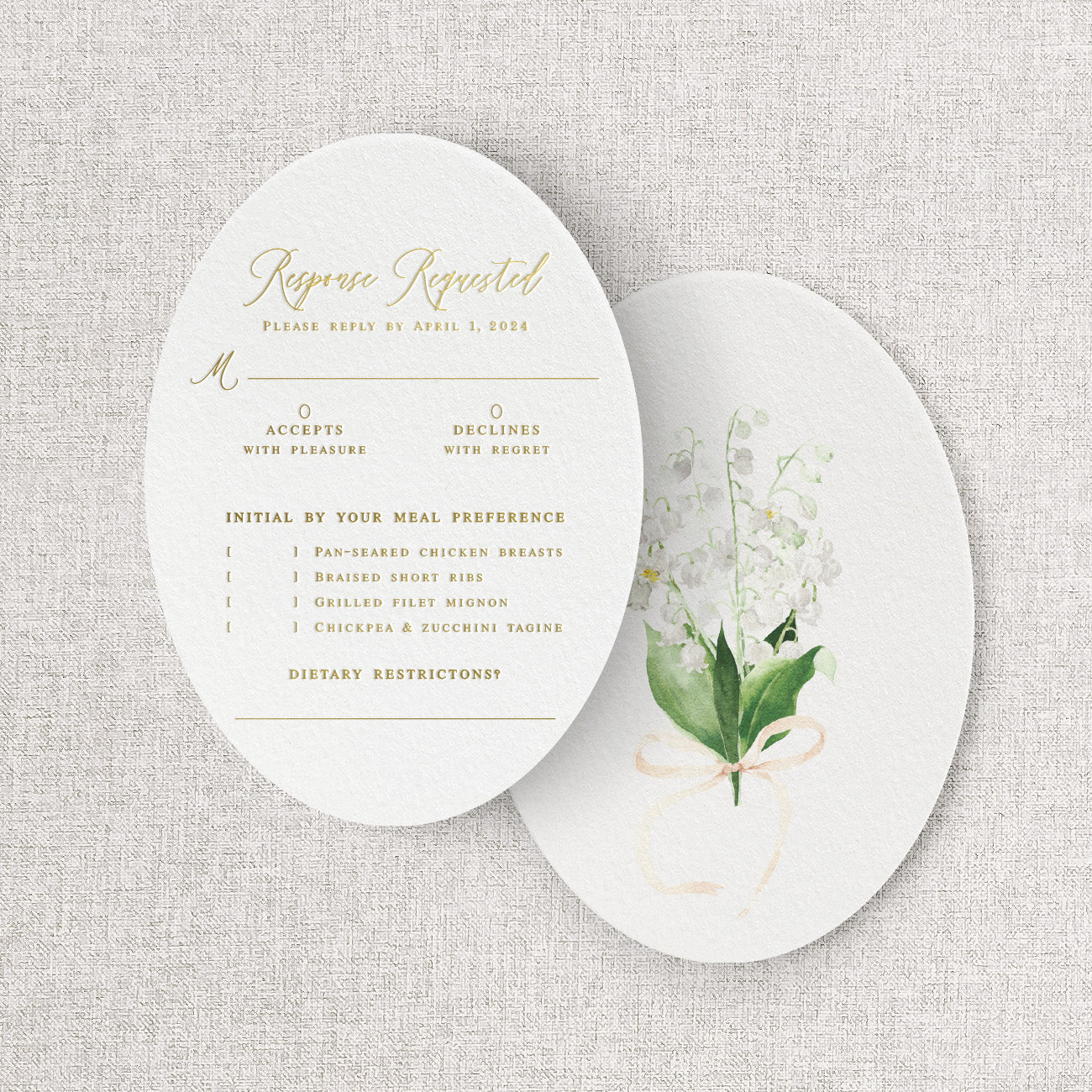 Lily of the Valley Wedding Reply Card + Envelope