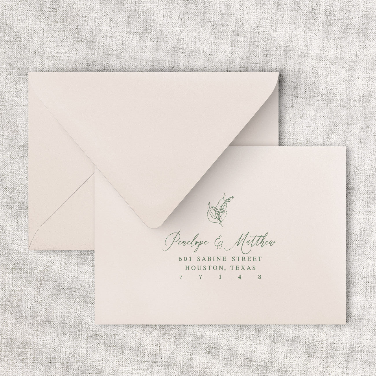 Lily of the Valley Wedding Reply Card + Envelope