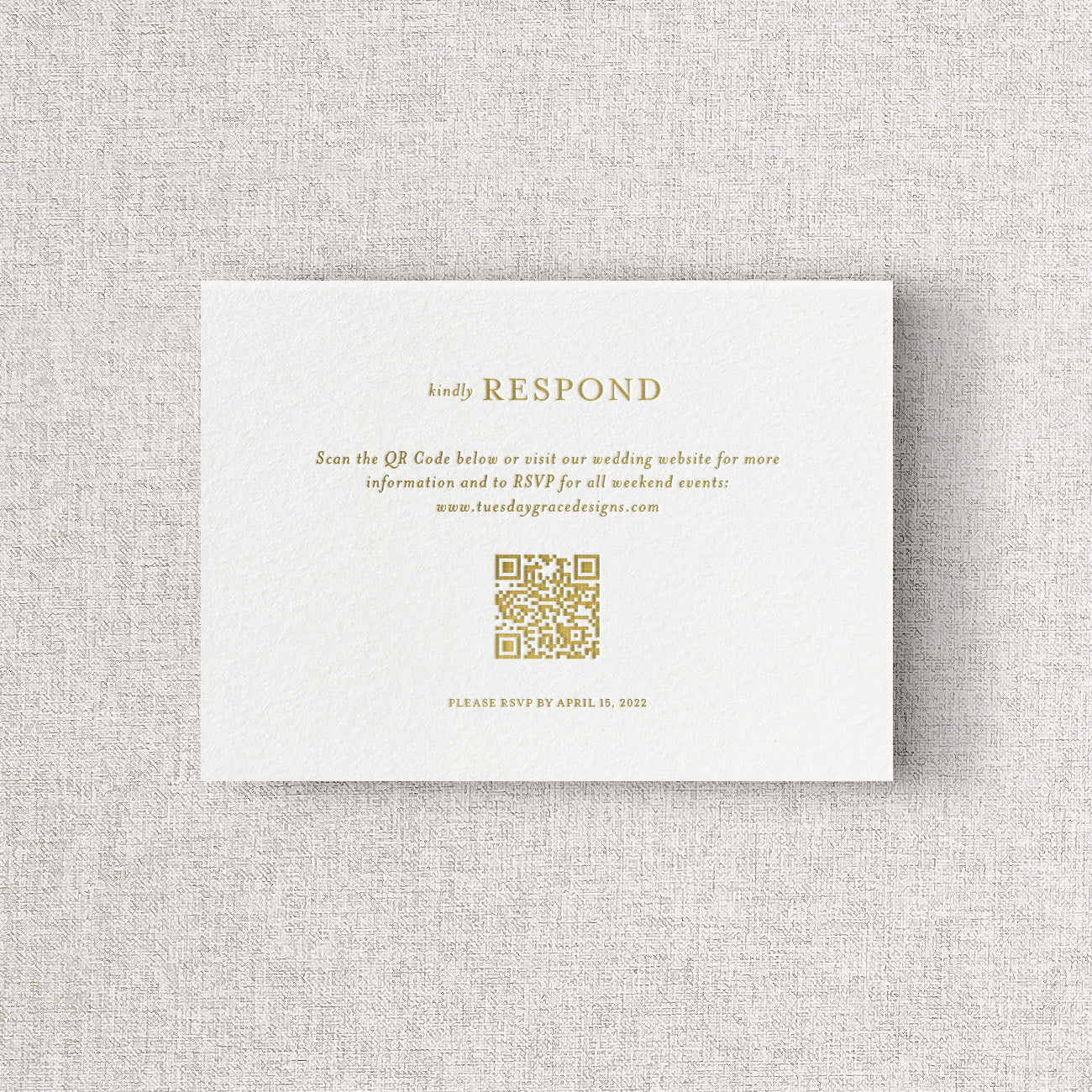 QR Code Wedding Website Cards Gold Foiled Wedding Website 