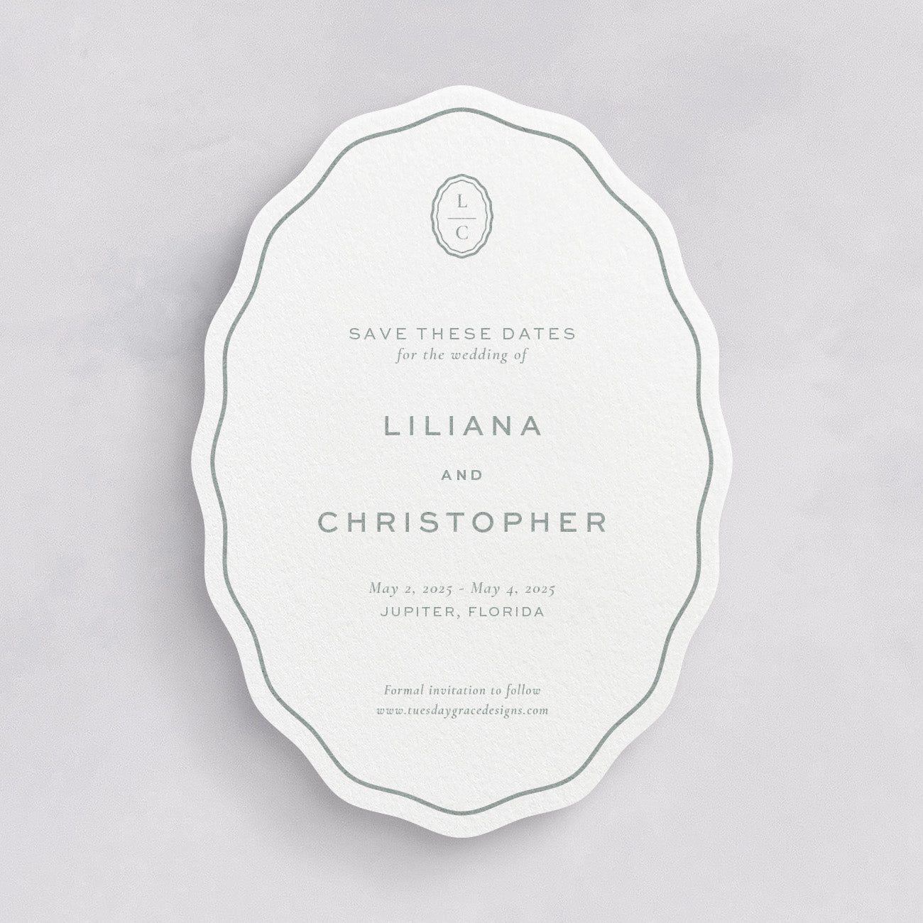 Seaside Oval Wedding Save the Dates