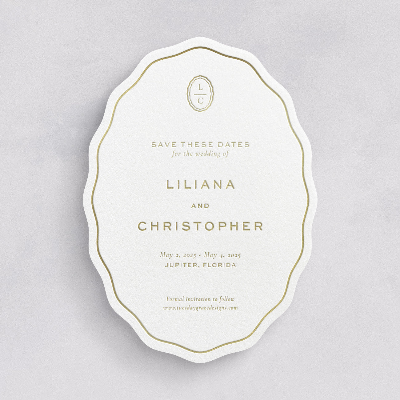 Seaside Oval Wedding Save the Dates