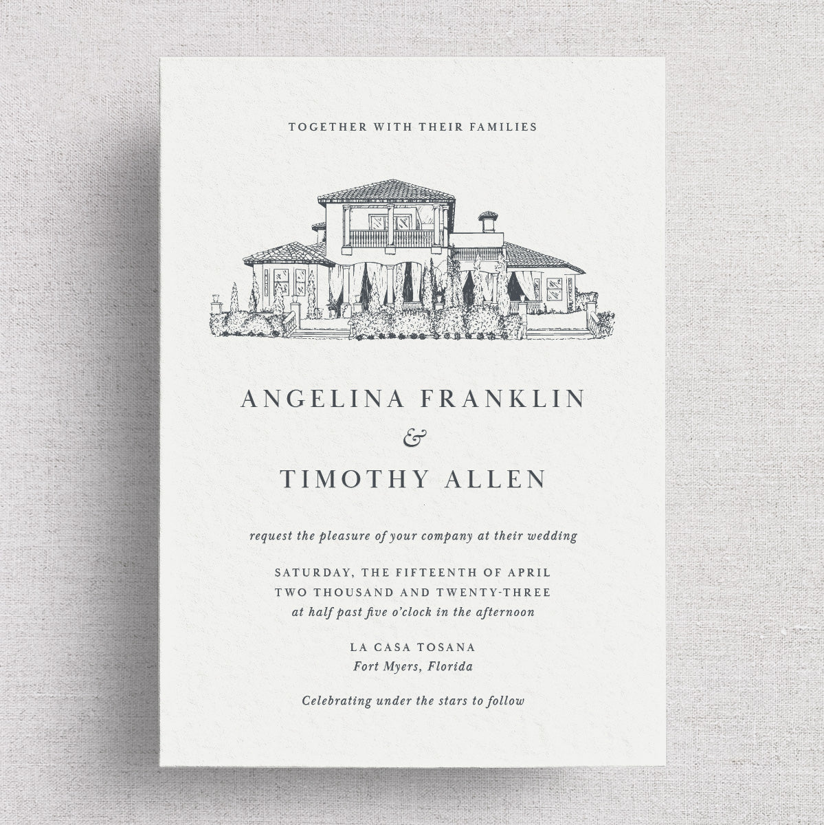 Classic Venue Wedding Invitation & Envelope