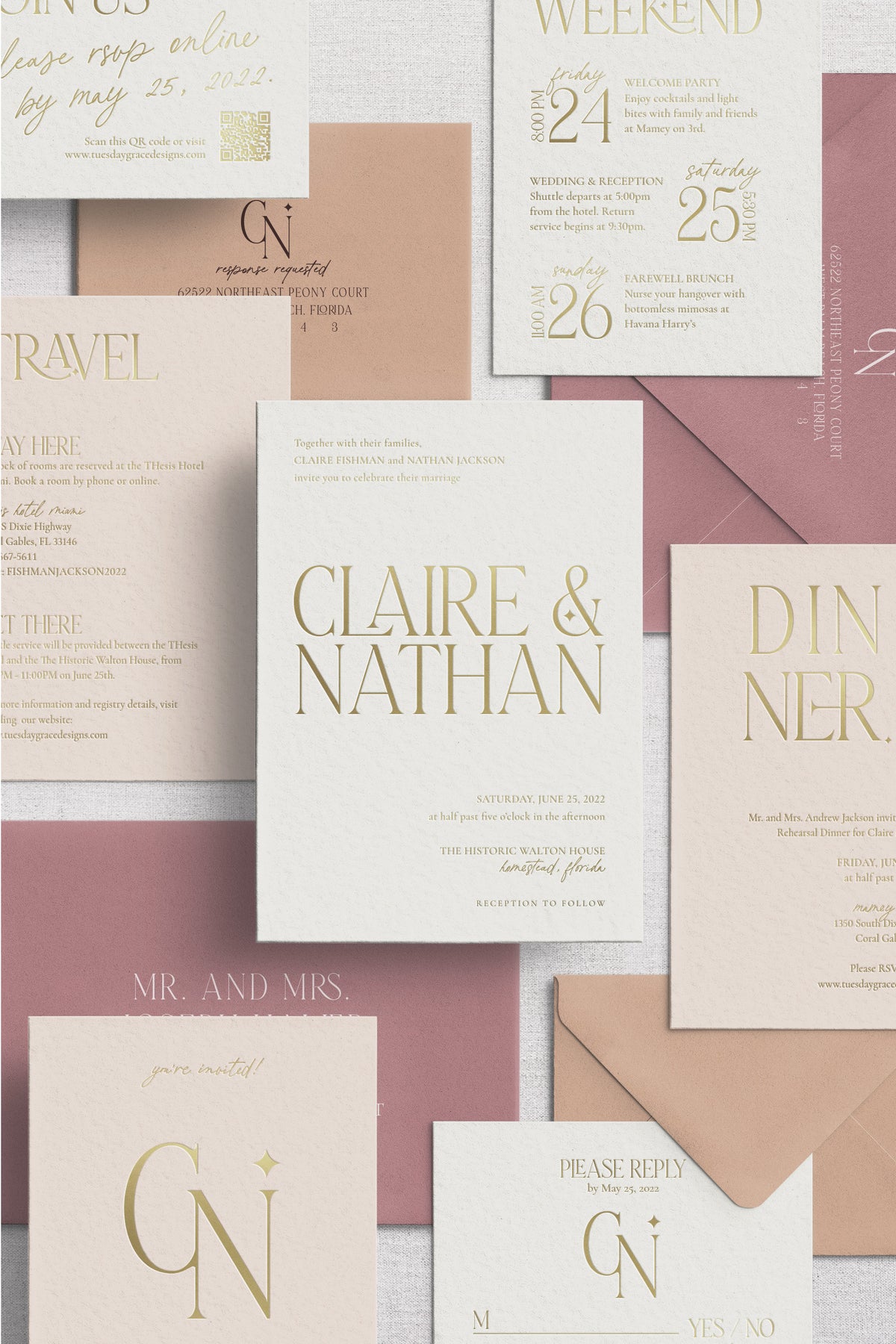 Sedona Wedding Invitation Collection | Gold Foil Stationery - Tuesday ...