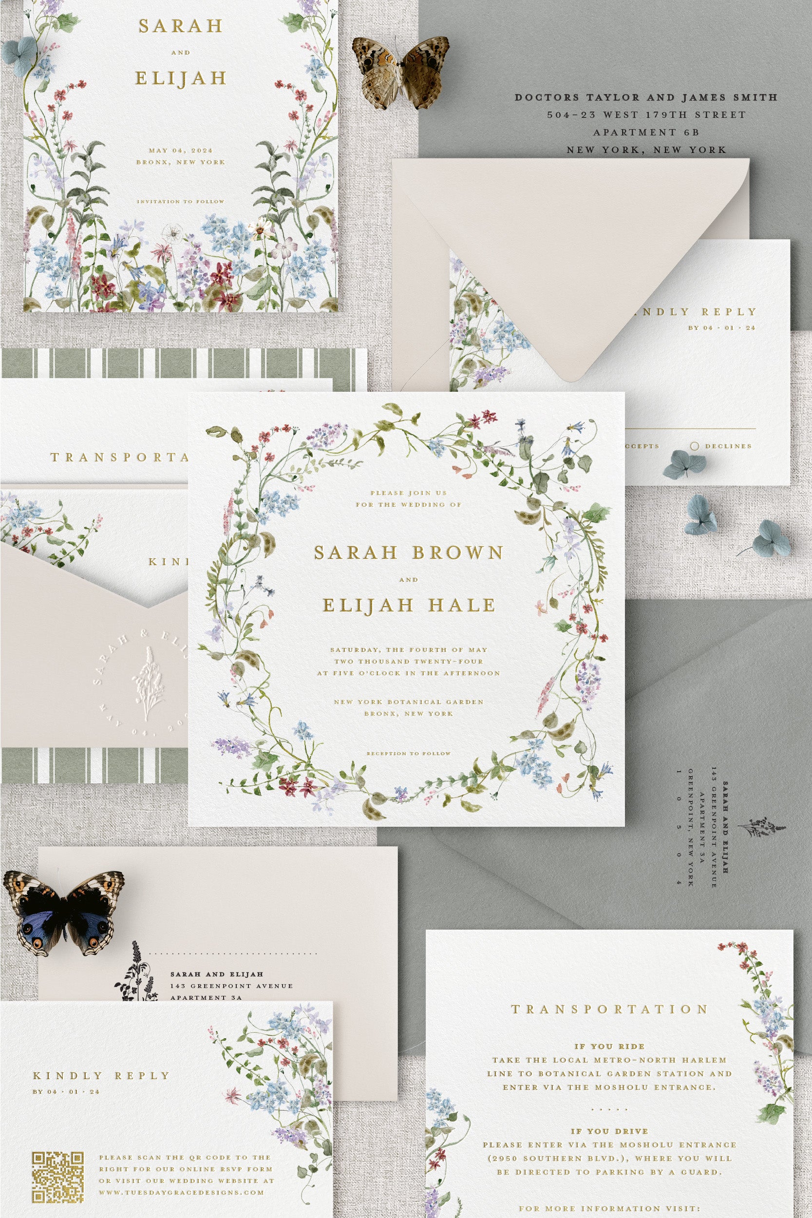 The Wild Flora Wedding Invitation Collection | Gold Foil Stationery ...