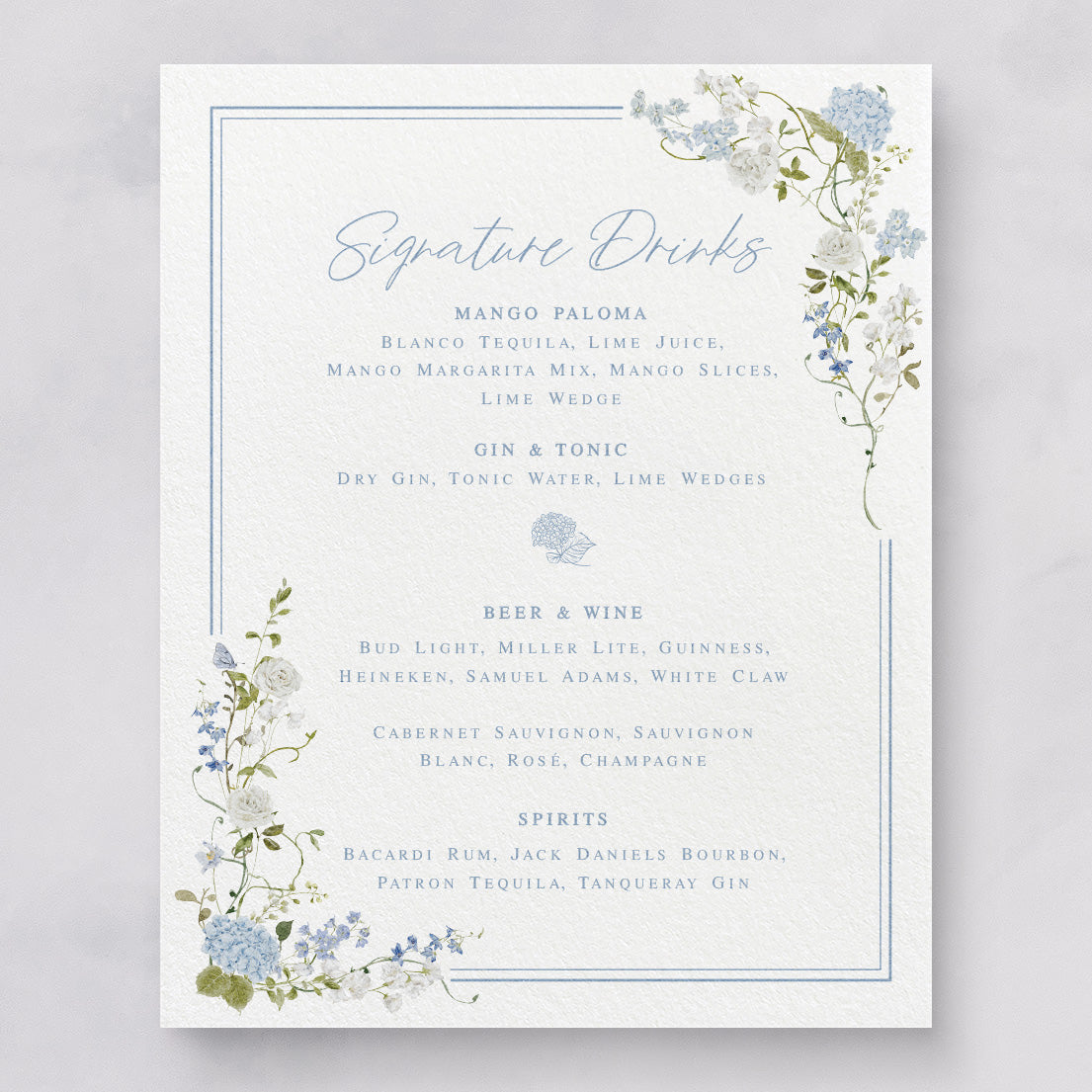 Cape Cod Wedding Signature Drinks & Bar Menu