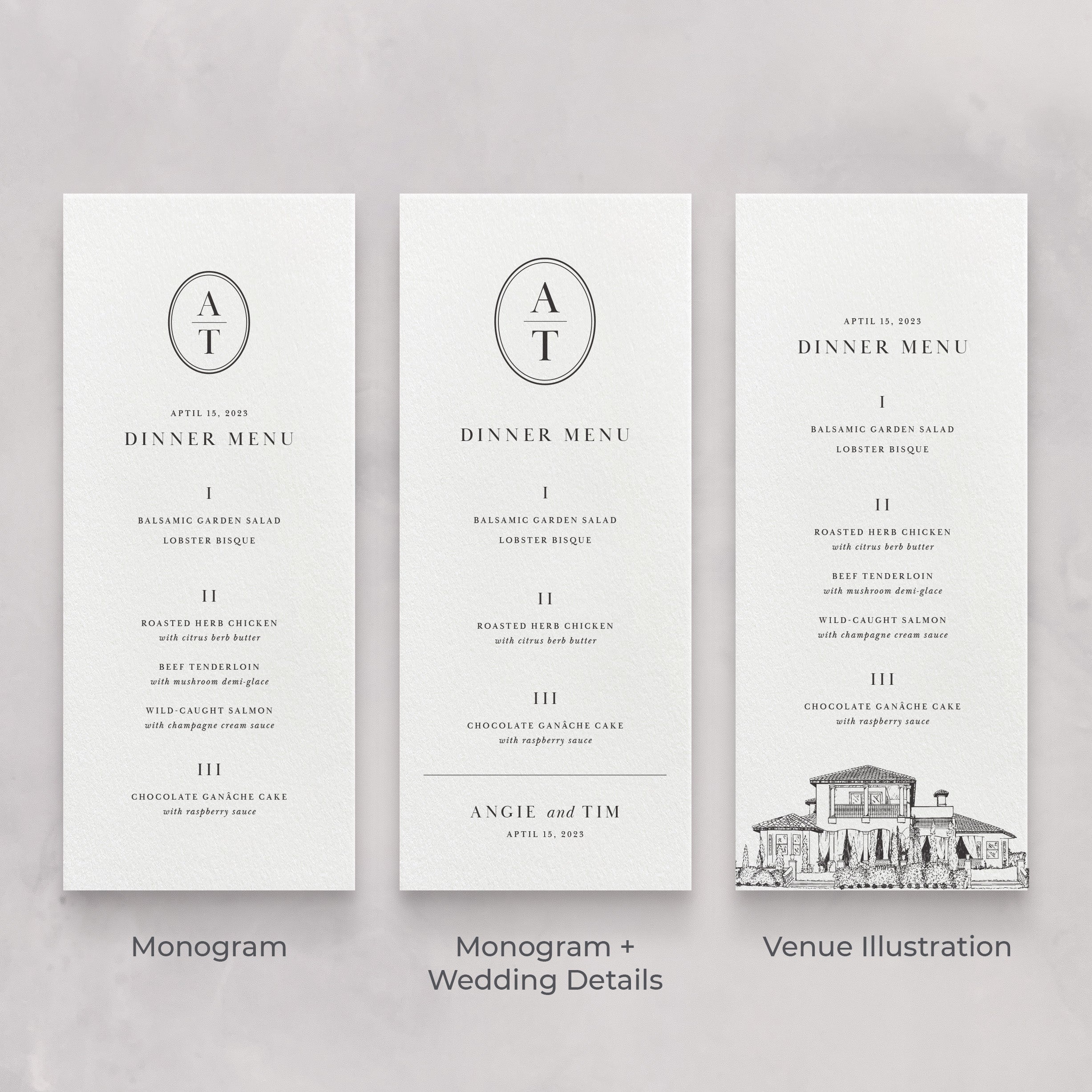 Classic Wedding Menu No. 1