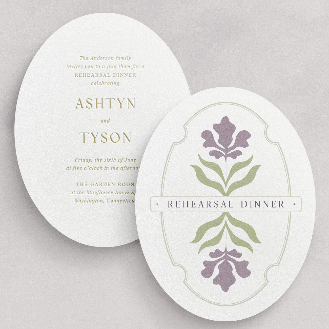 Cotswolds Oval Rehearsal Dinner Card (Small)