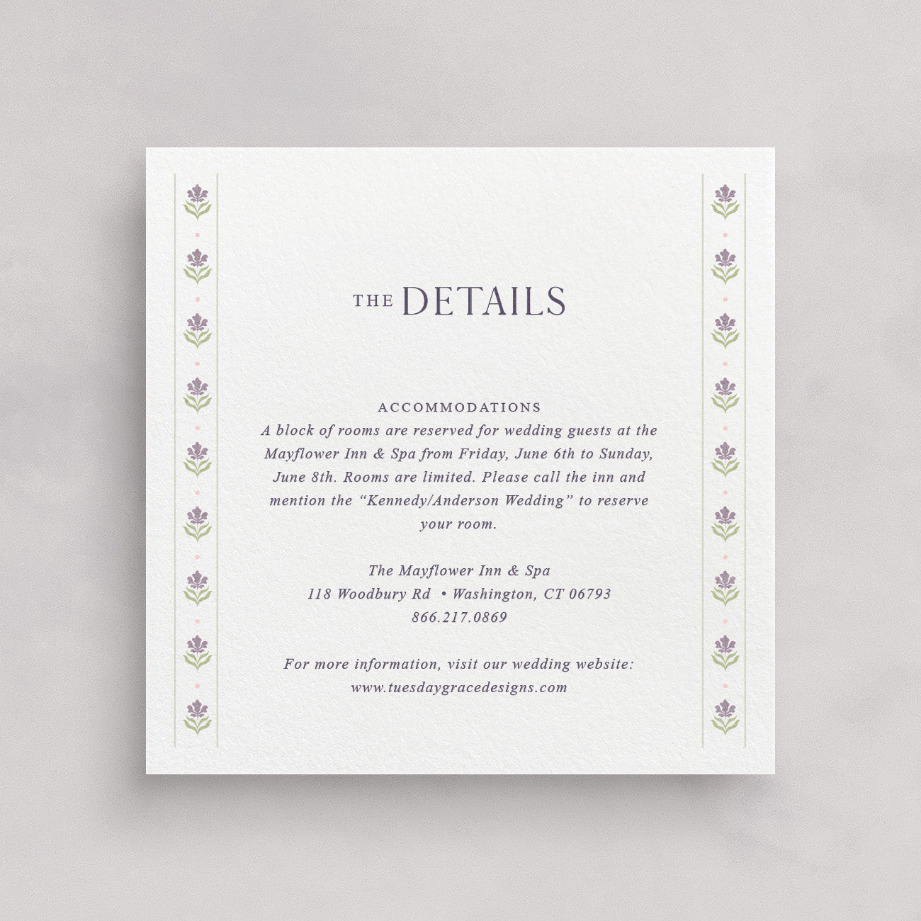 Cotswolds Square Wedding Information Card v.1