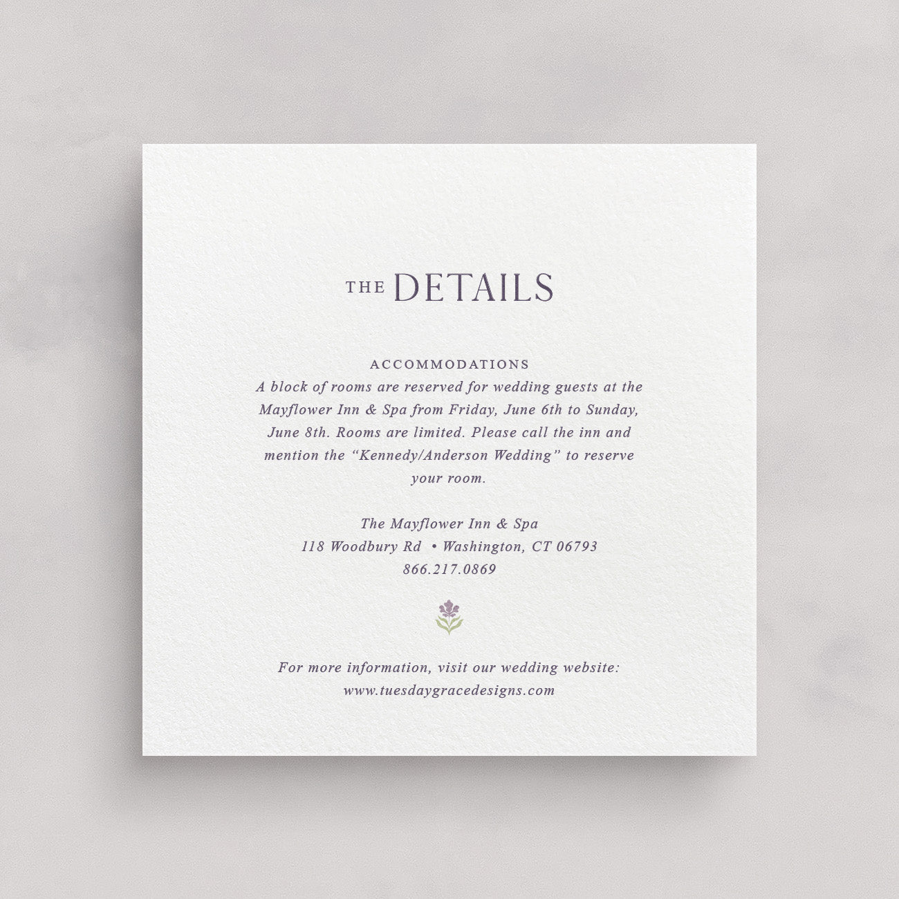 Cotswolds Square Wedding Information Card v.2