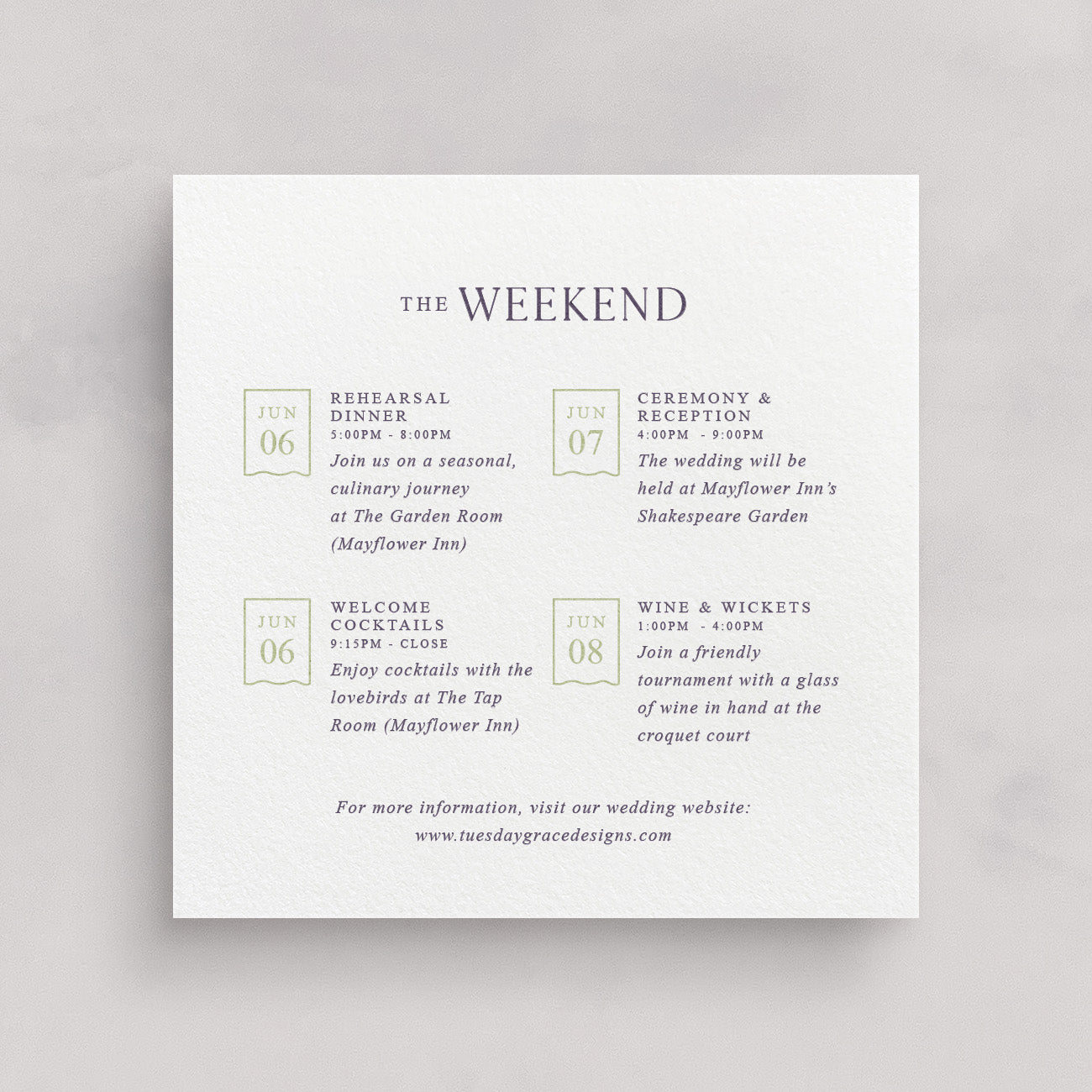 Cotswolds Square Wedding Weekend Card