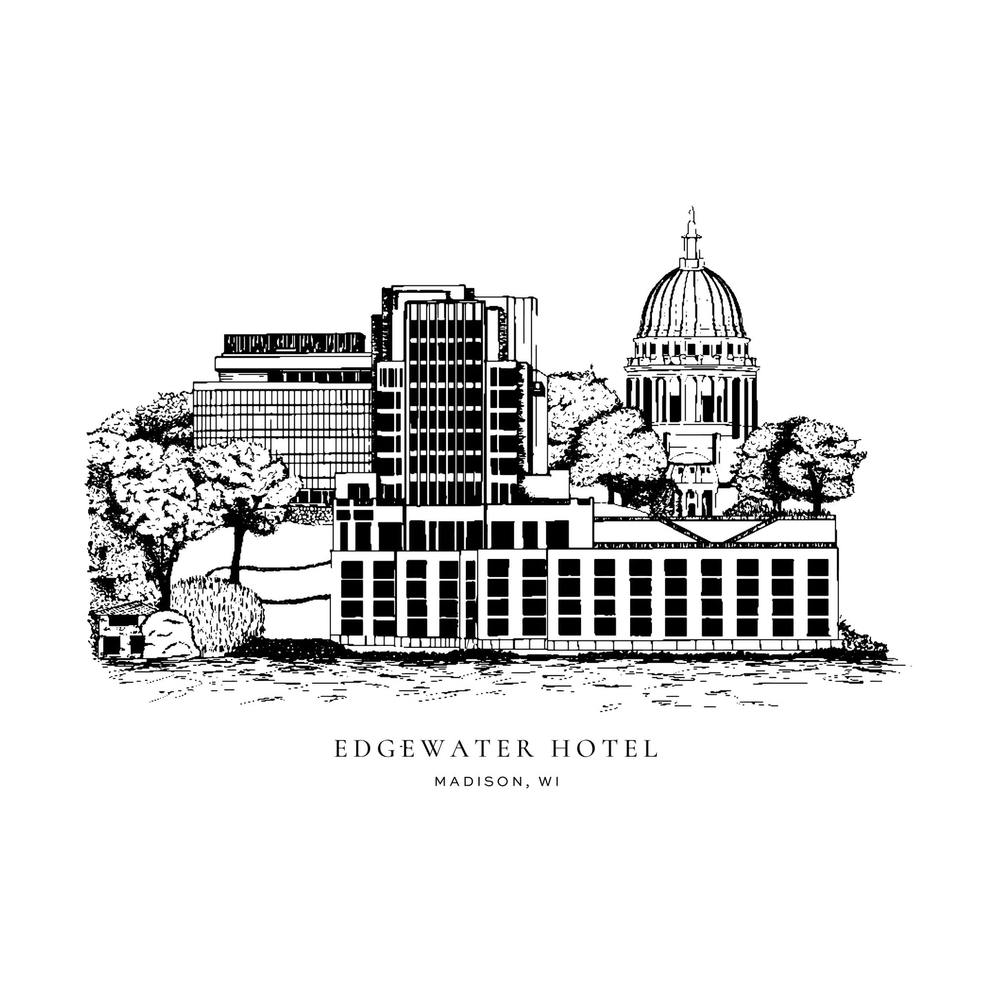 Edgewater Hotel Venue Illustration