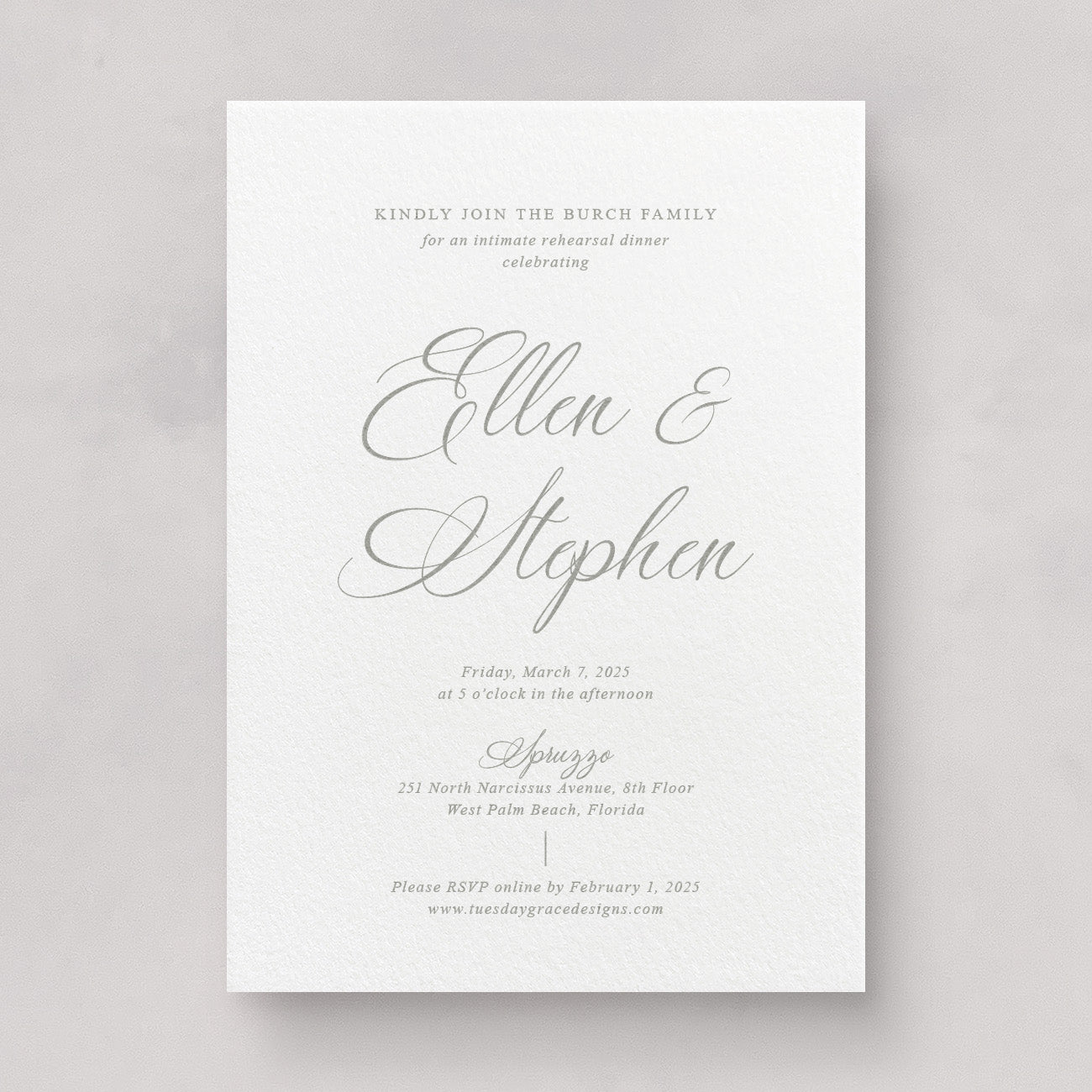 Estate Rehearsal Dinner Card (Large)