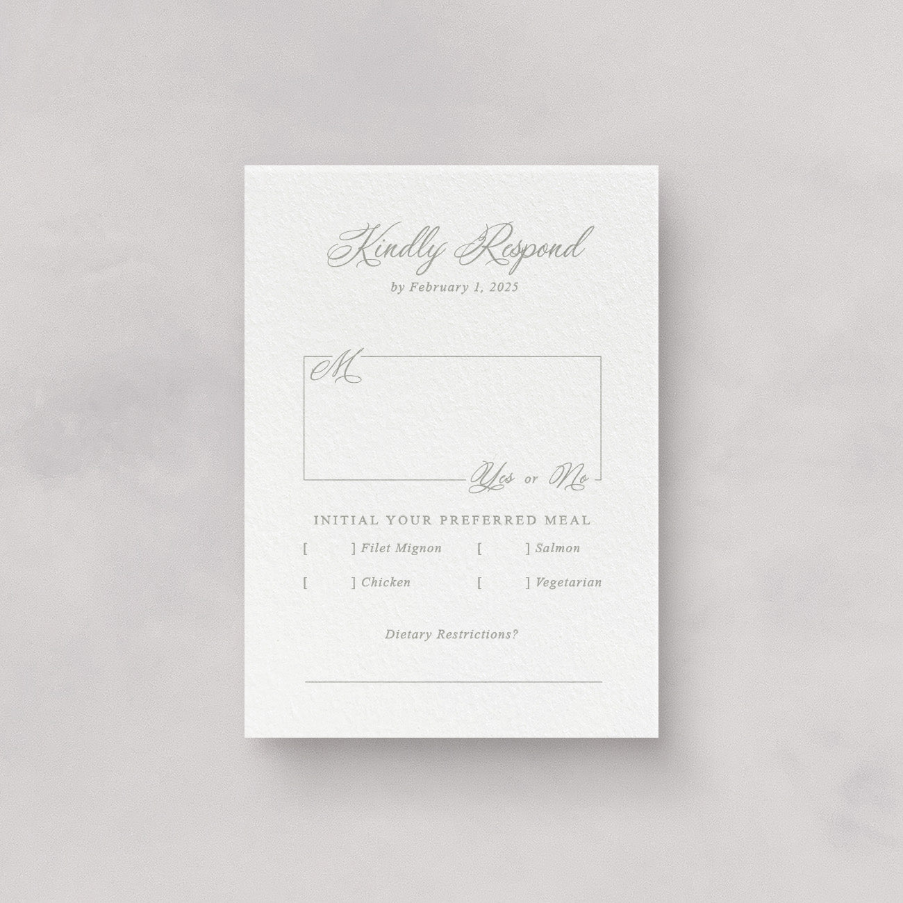 Estate Wedding Reply Card & Envelope