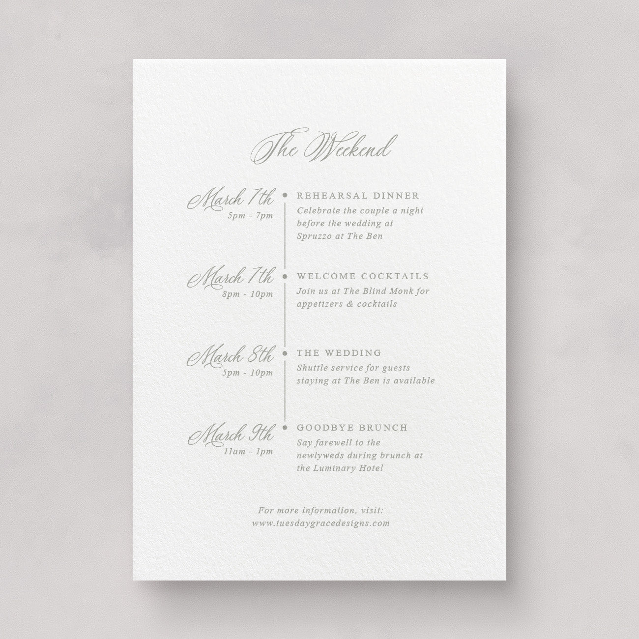 Estate Wedding Weekend Card