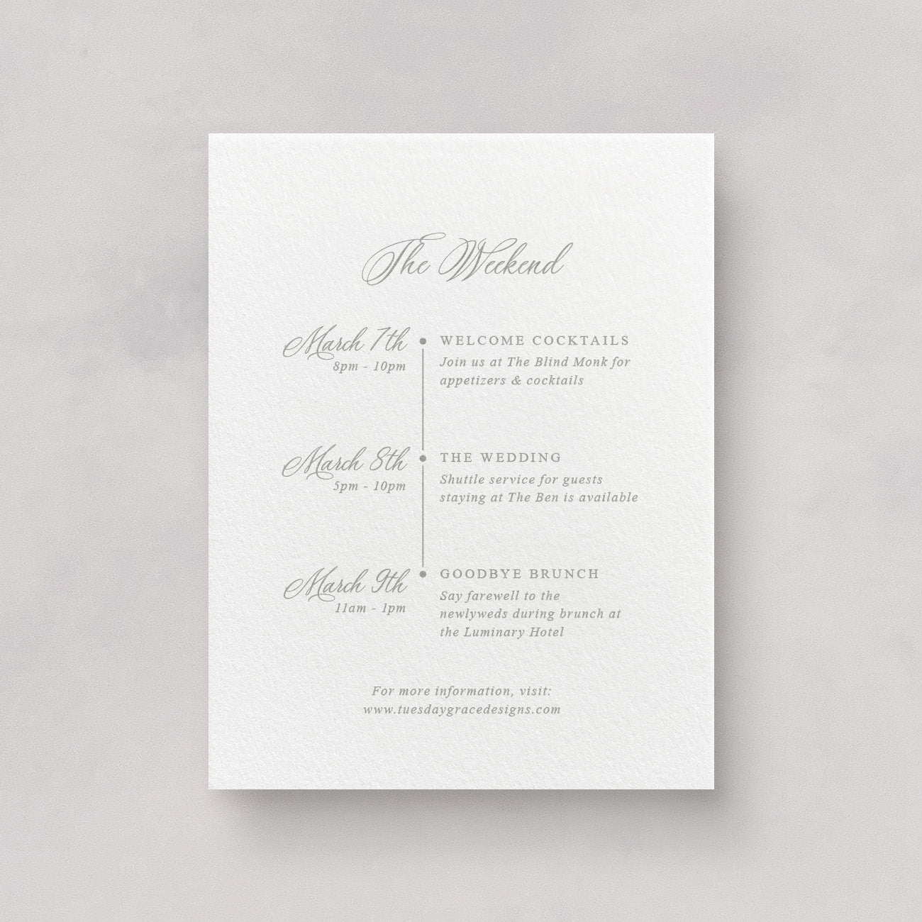 Estate Wedding Weekend Card