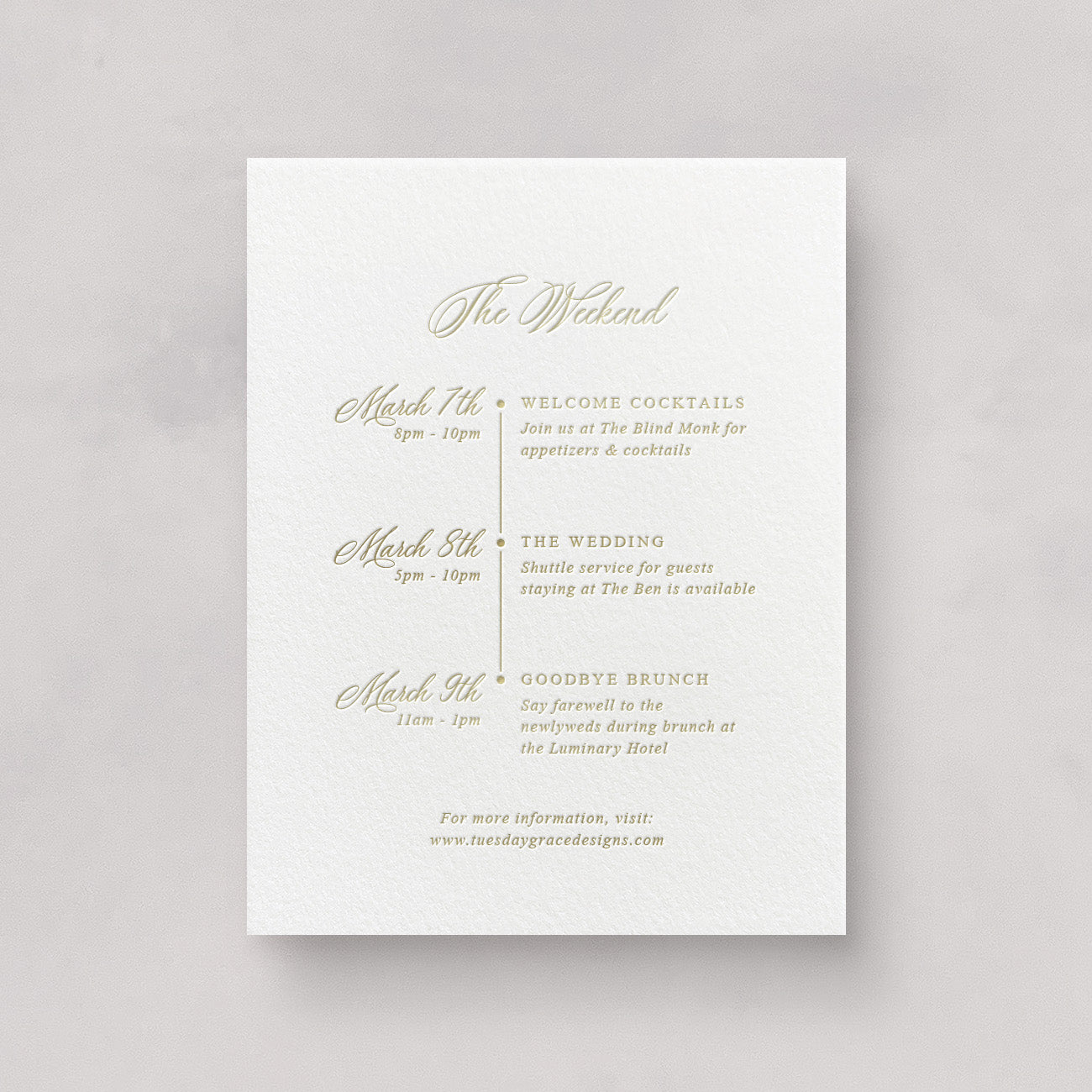 Estate Wedding Weekend Card