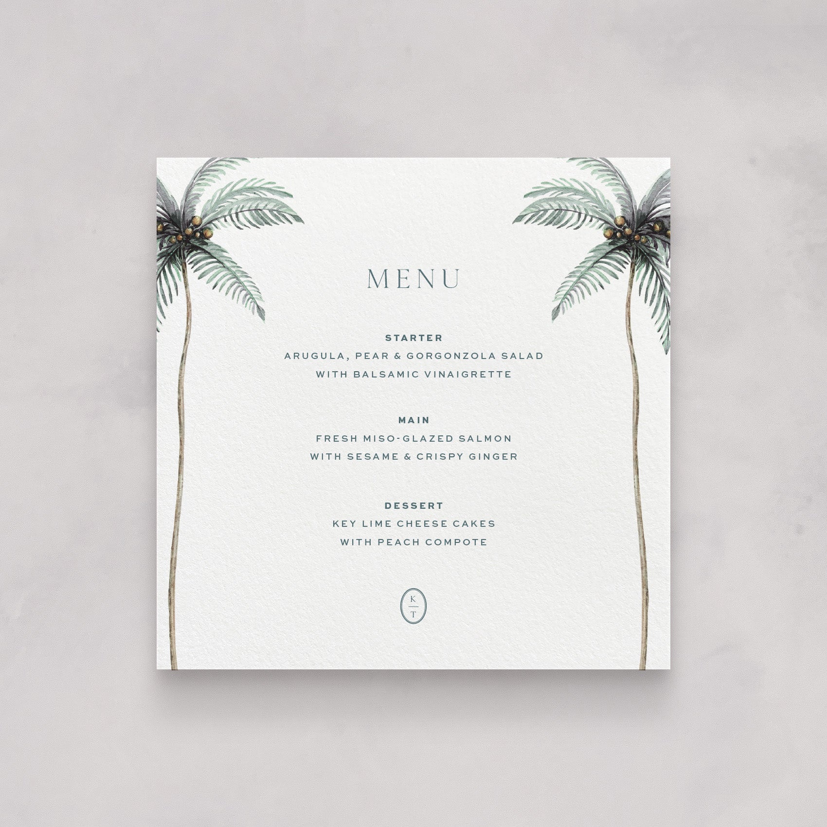 Isla Palm Tree Wedding Menu