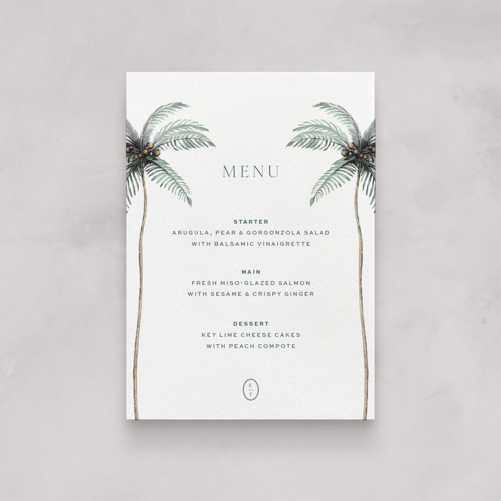 Isla Palm Tree Wedding Menu