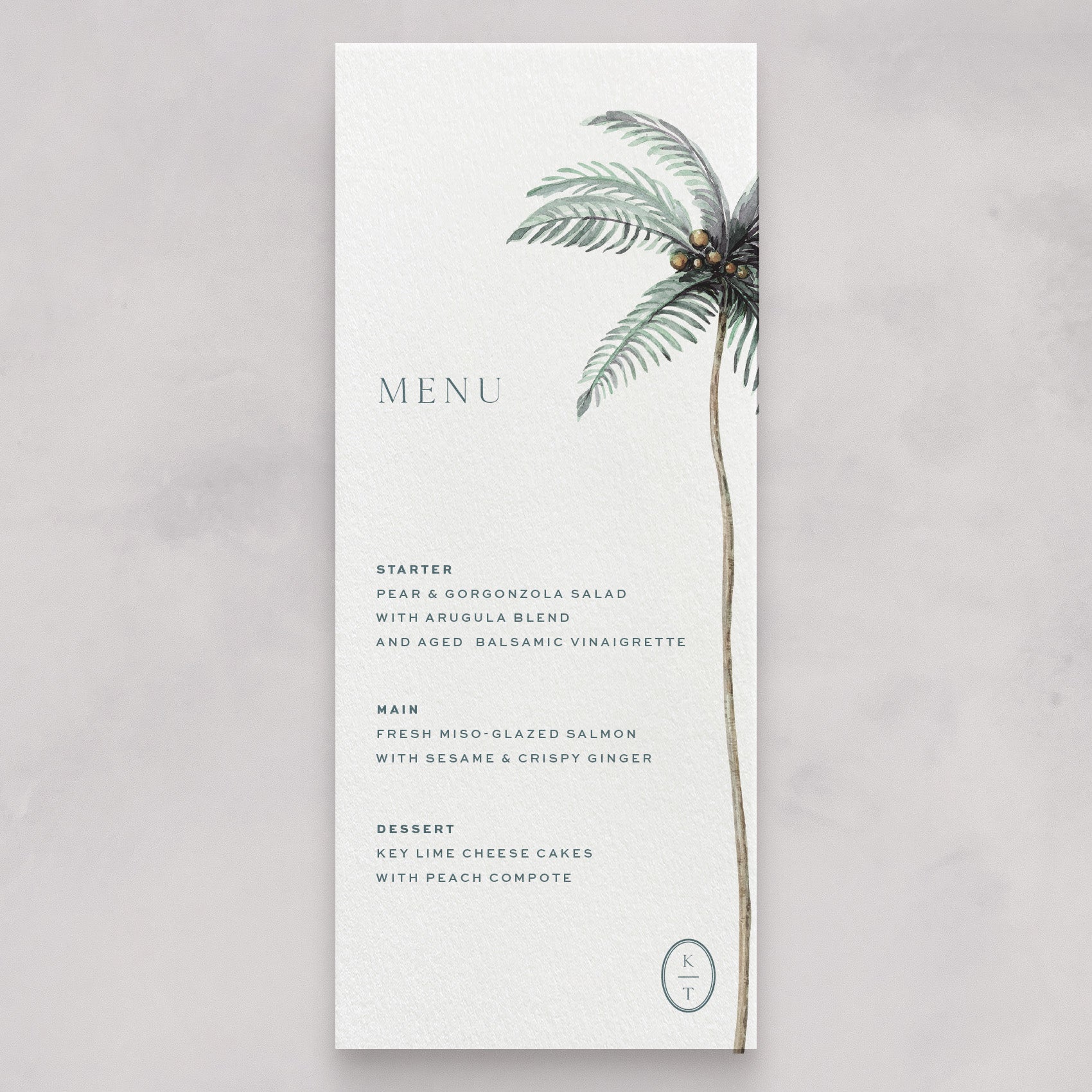 Isla Palm Tree Wedding Menu