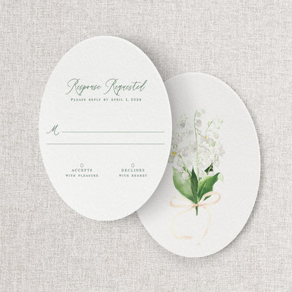 Lily of the Valley Wedding Reply Card + Envelope
