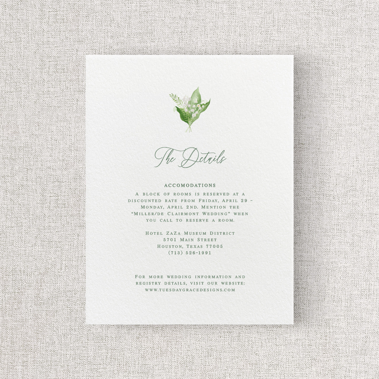 Lily of the Valley Insert Card (Small)