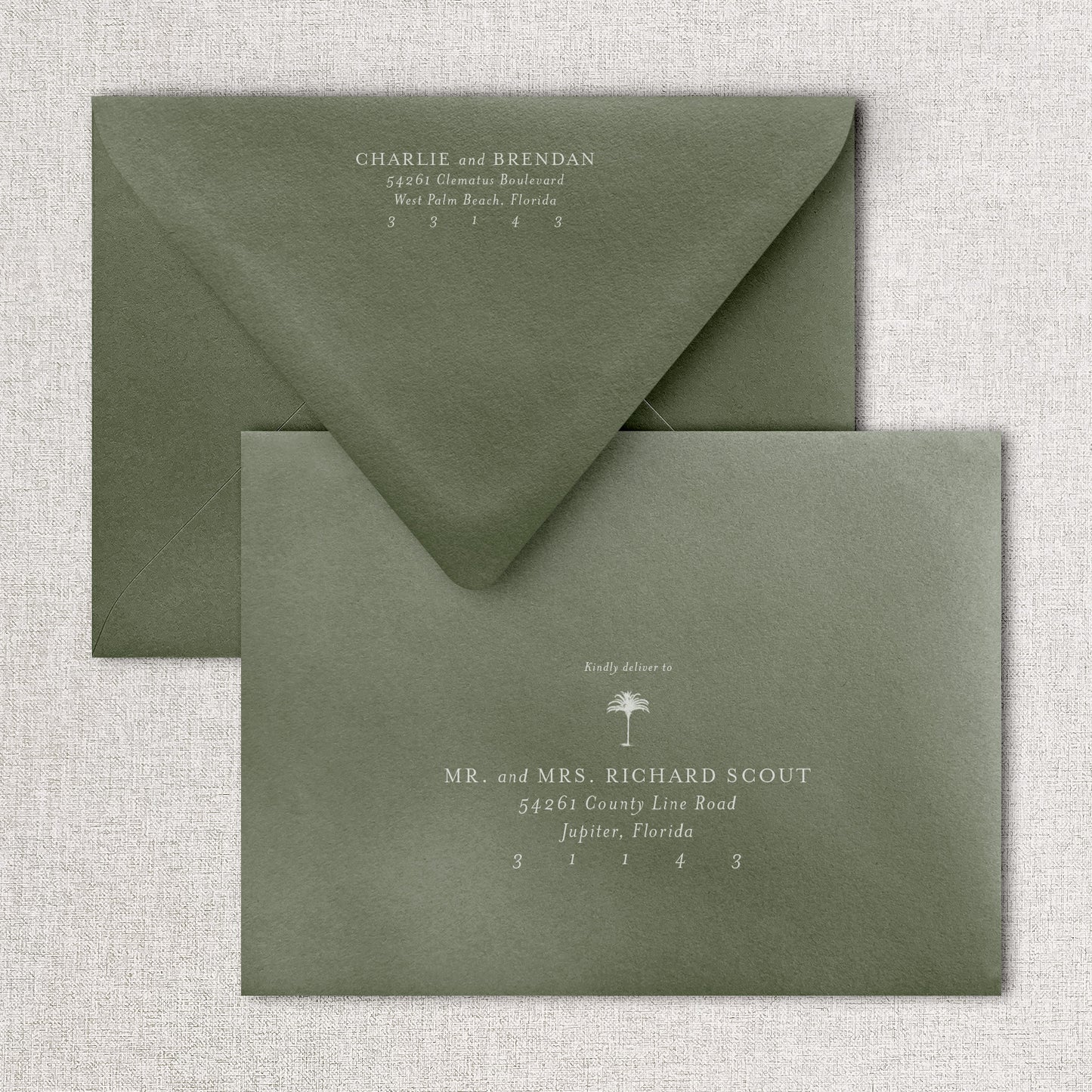 Palm Beach Wedding Invitation & Envelope