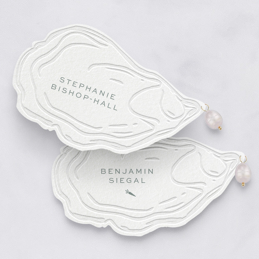 Seaside Oyster Shell Place Cards, Personalized
