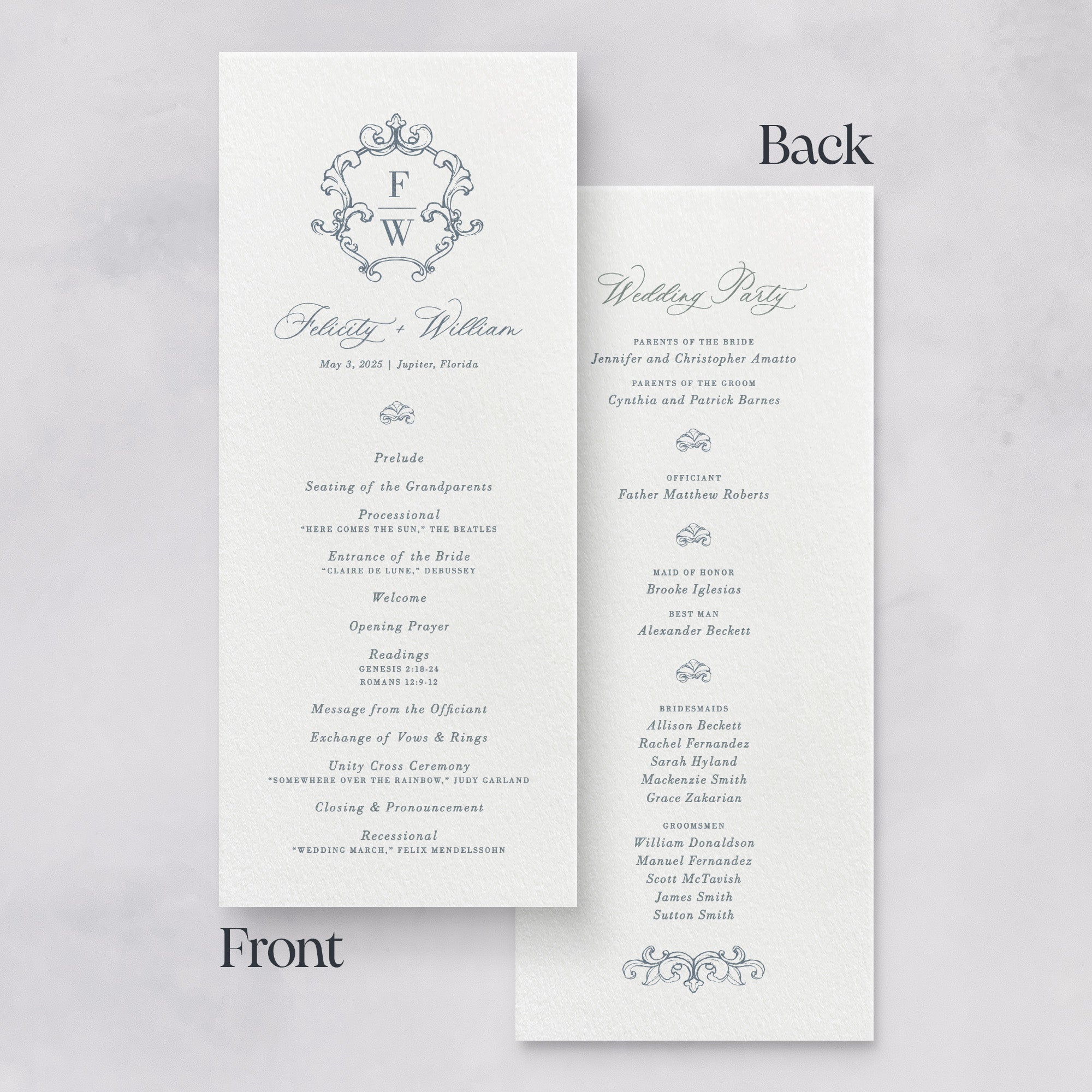 Savannah Wedding Ceremony Program (No.10)