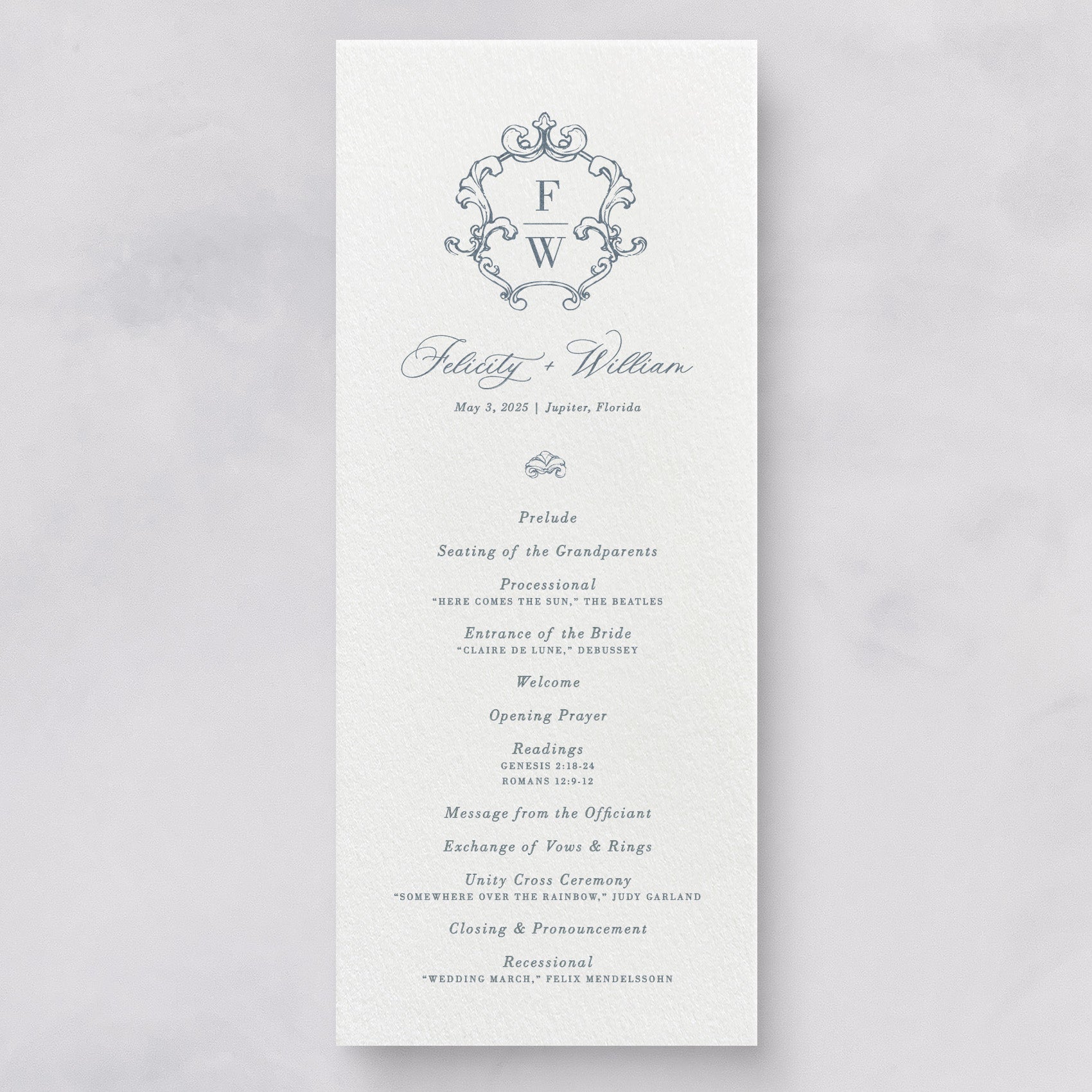 Savannah Wedding Ceremony Program (No.10)