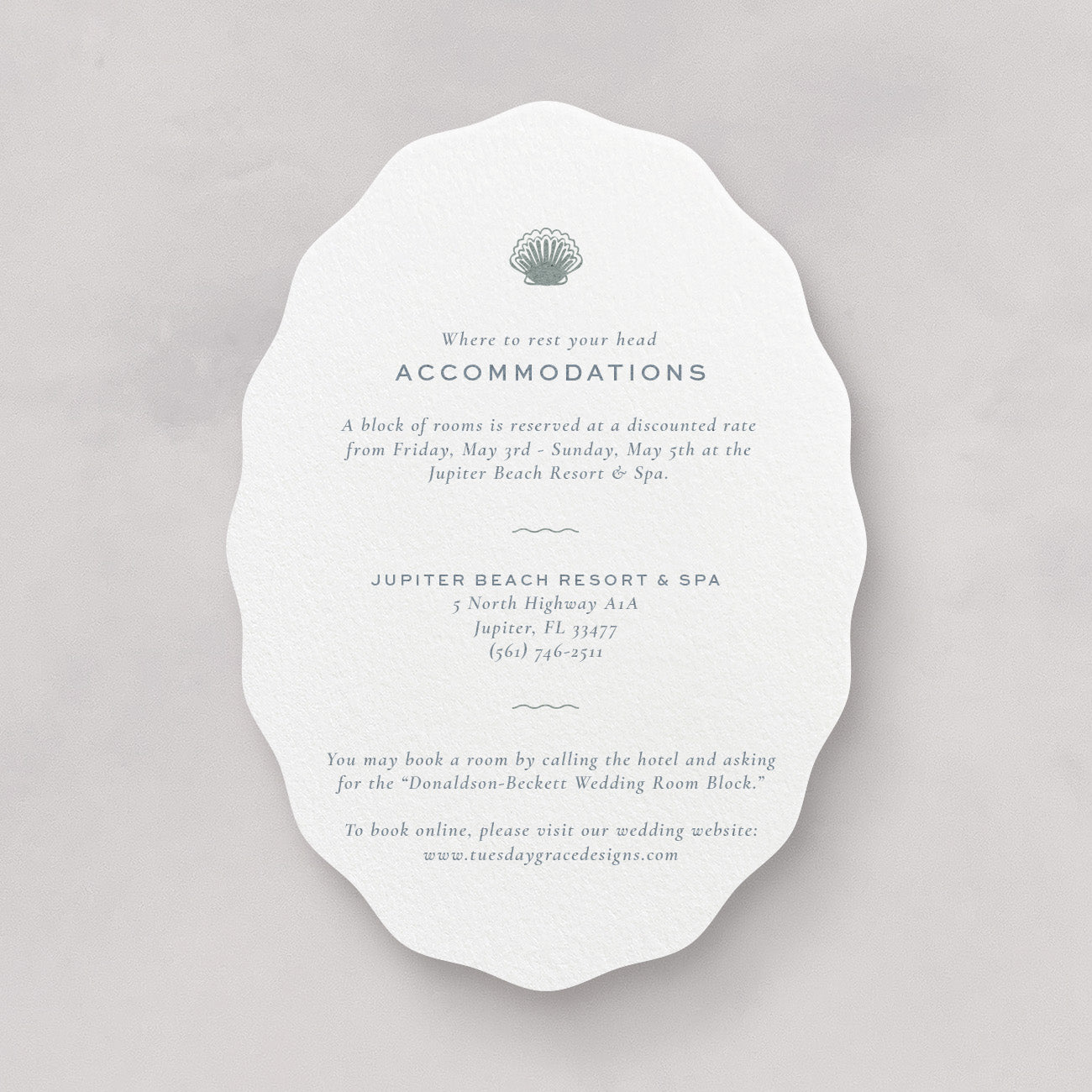 Seaside Oval Wedding Information Card