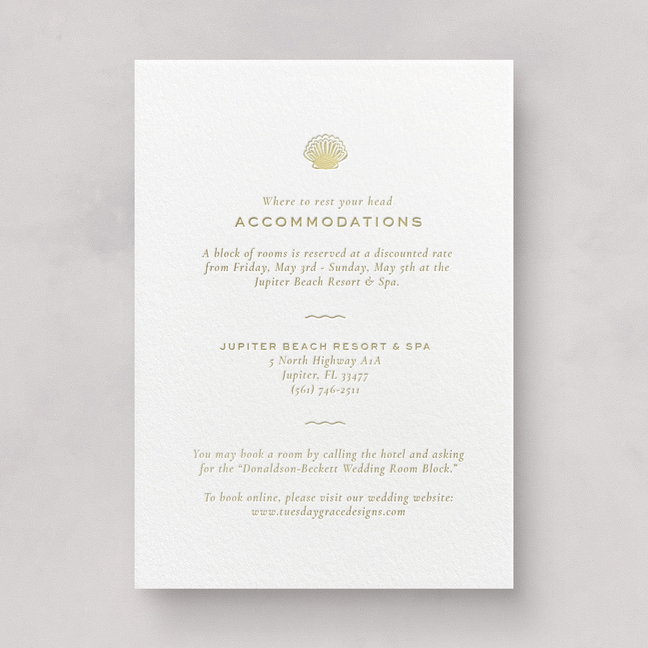 Seaside Wedding Information Card