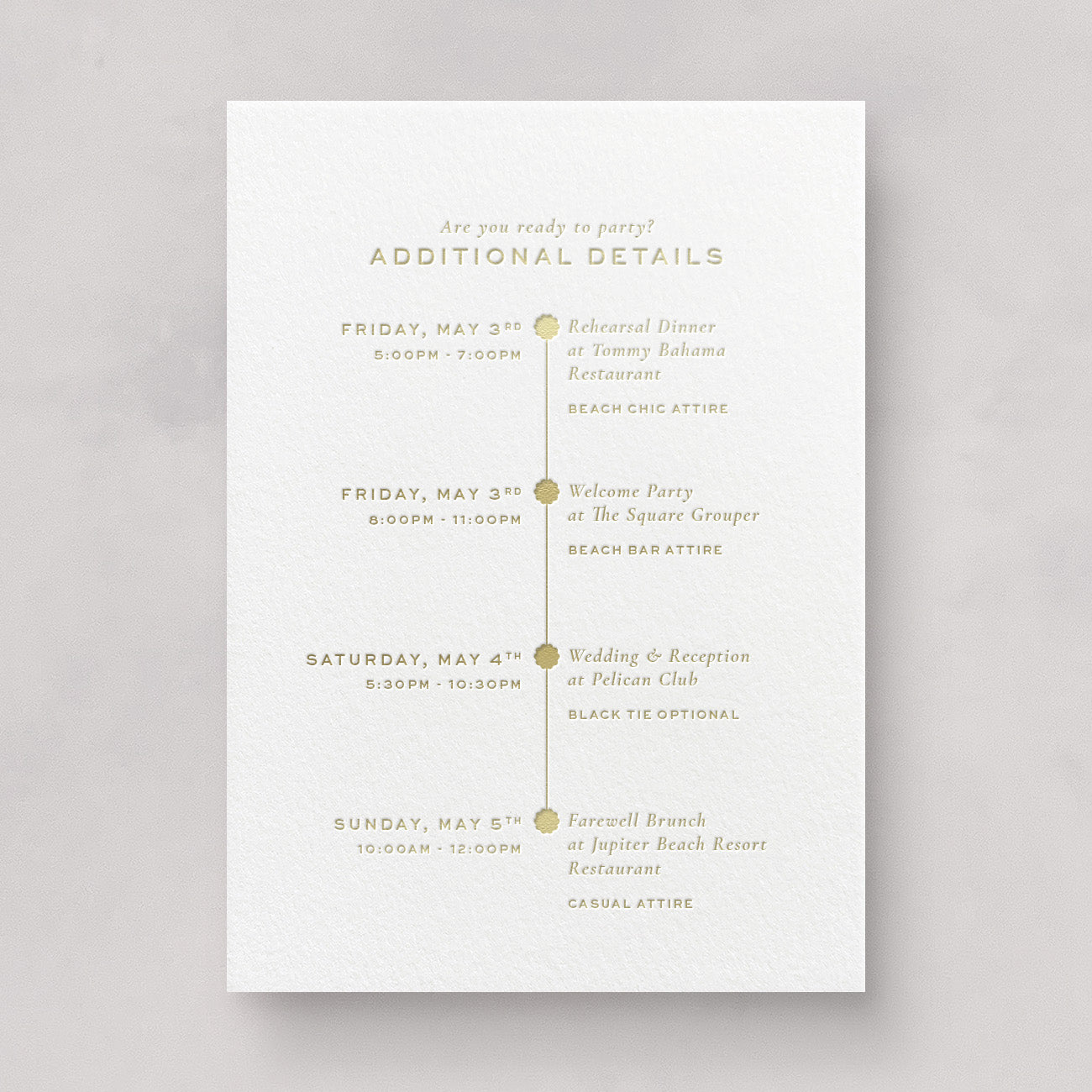 Seaside Wedding Invitation Collection | Gold Foil Stationery - Tuesday ...