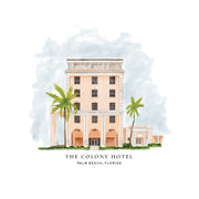 The Colony Hotel Watercolor Venue Illustration
