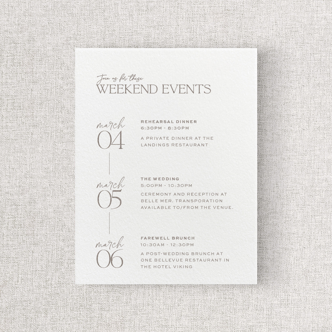 Newport Wedding Weekend Card