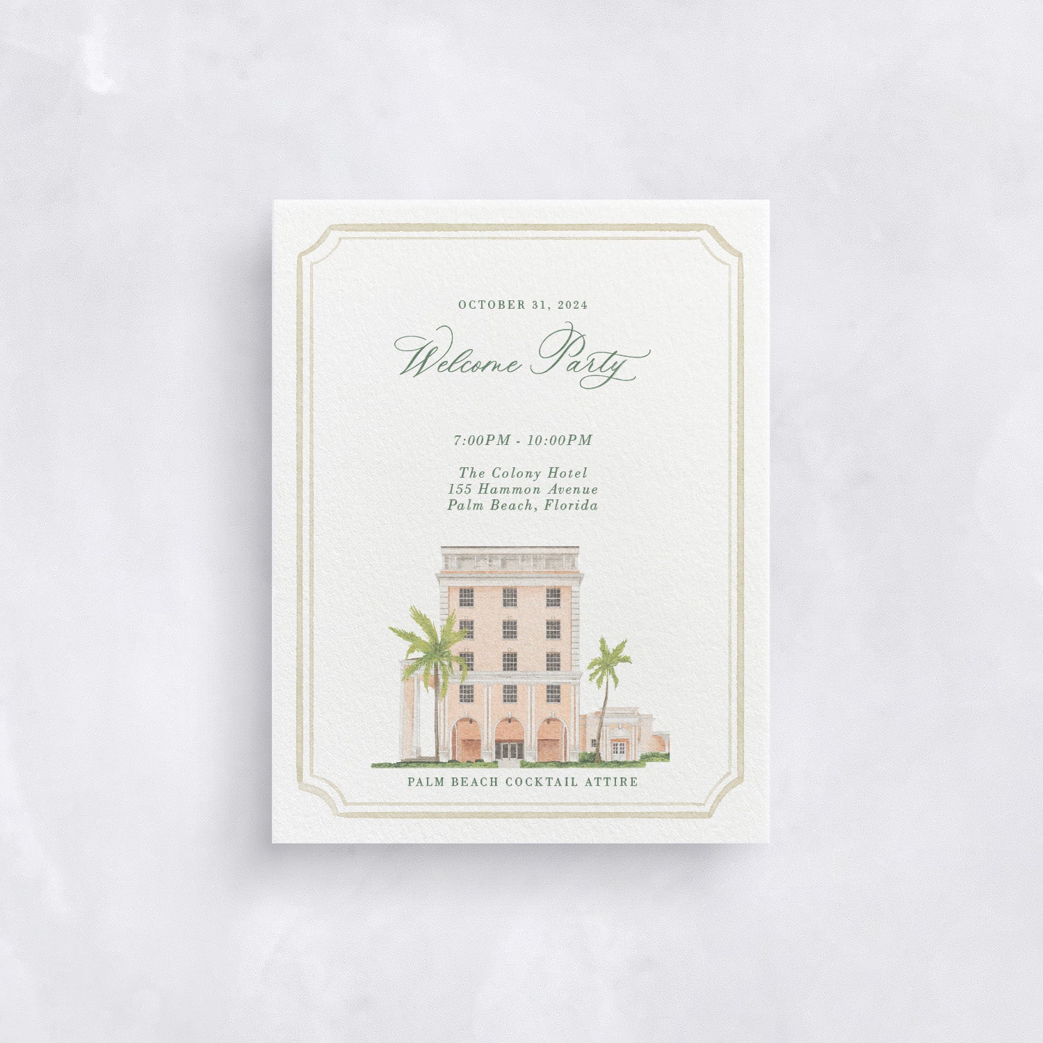Small Event Information Card with Watercolor Border