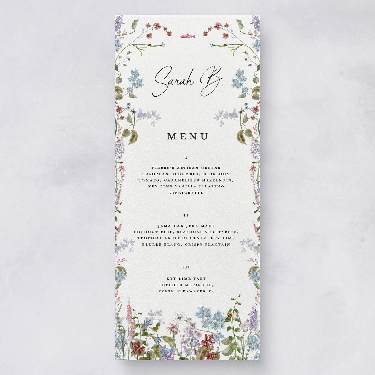 Wild Flora Wedding Menu