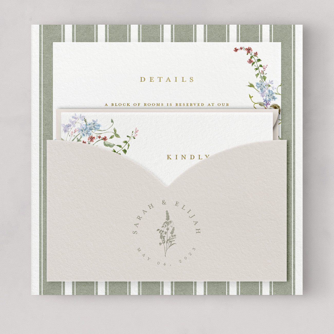 Wild Flora Square Wedding Invitation Pocket