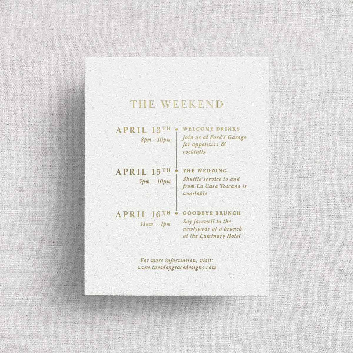 The Classic Venue Wedding Timeline Card