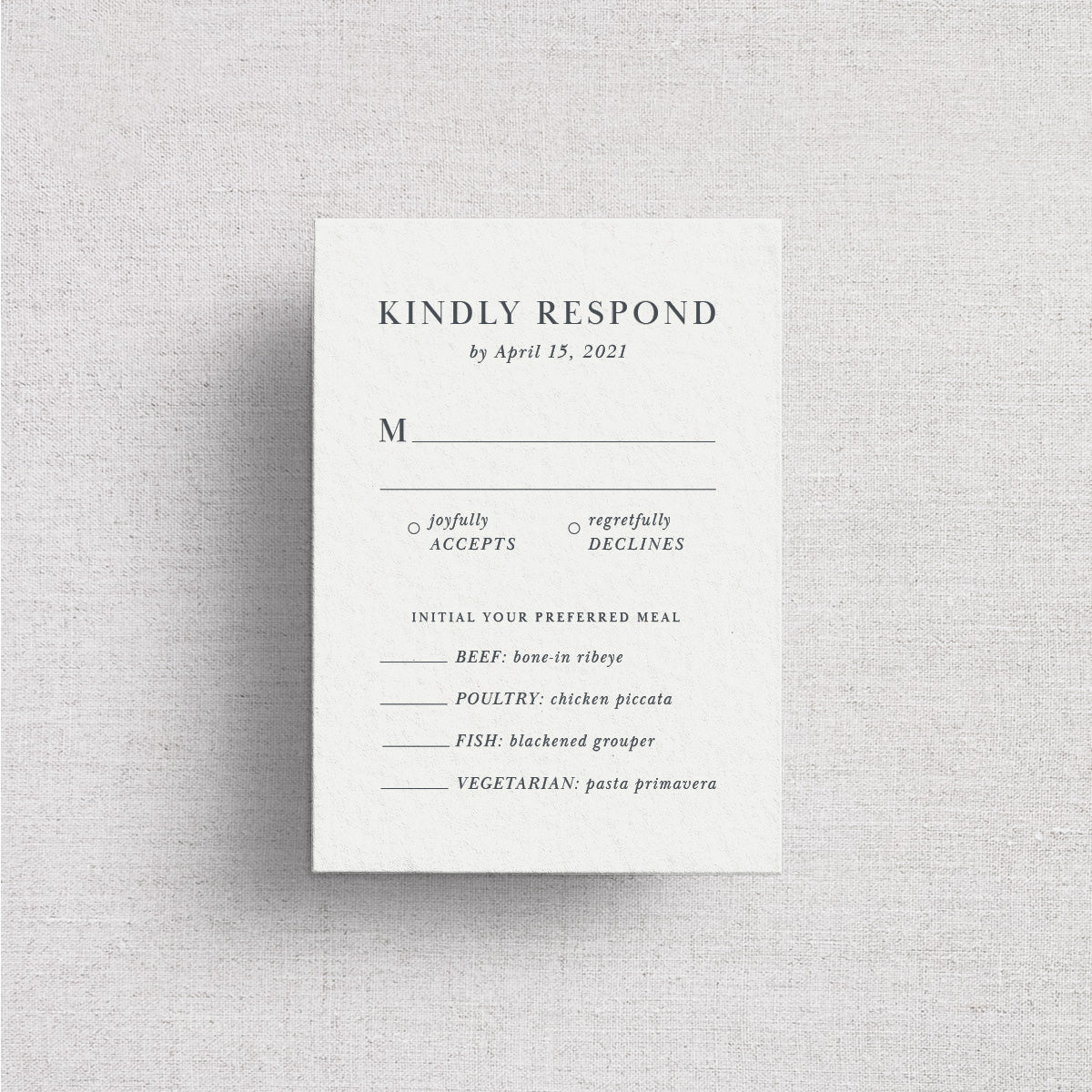 Classic Venue Wedding Reply Card + Envelope