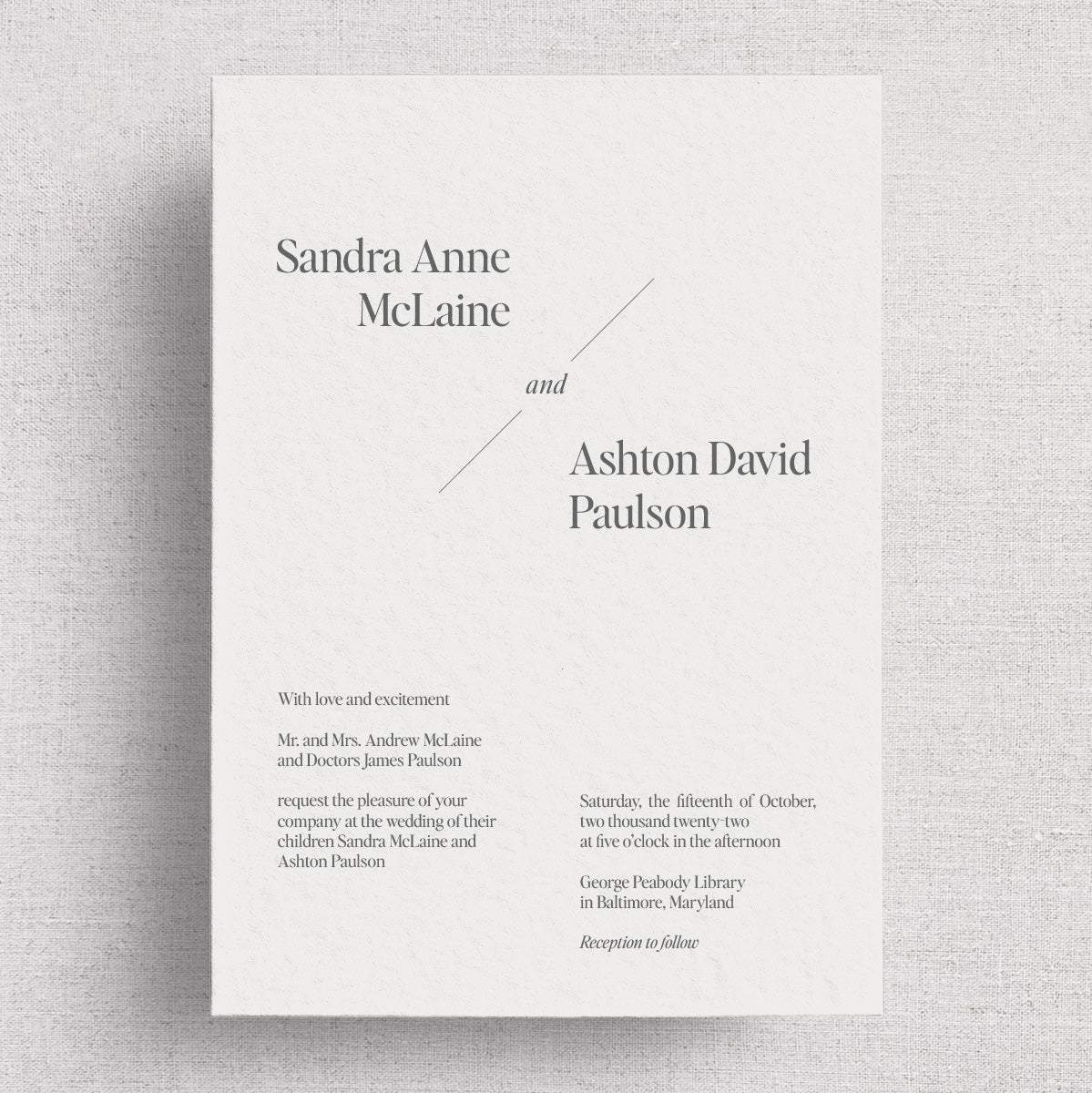 Peabody Wedding Invitation Envelope – Tuesday Grace Designs