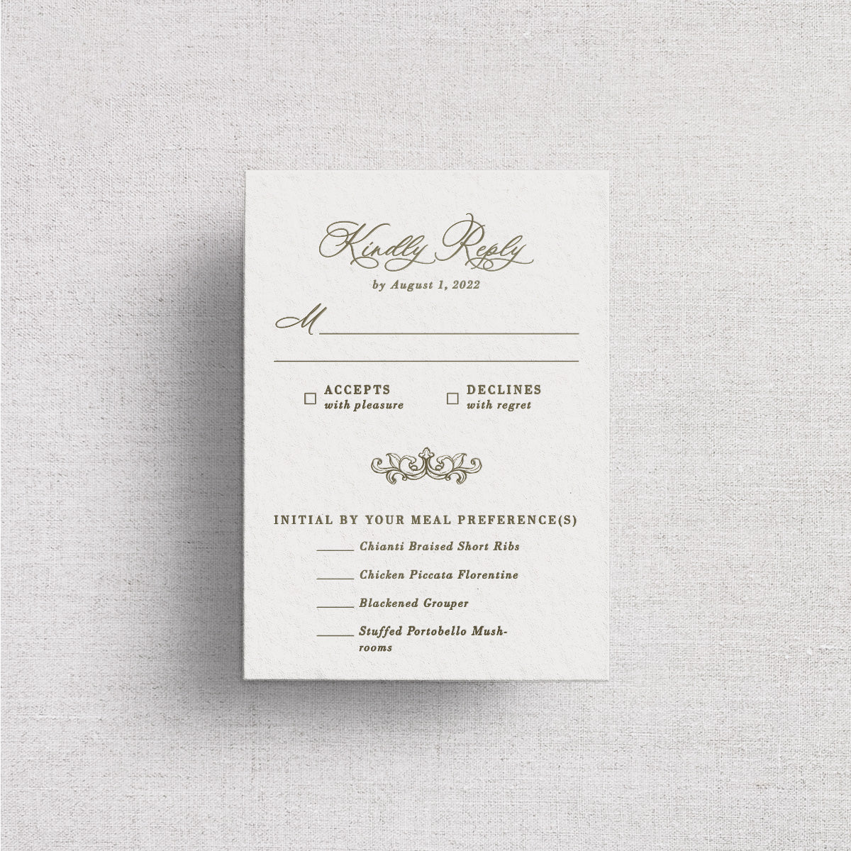 The Savannah Wedding Reply Card + Envelope