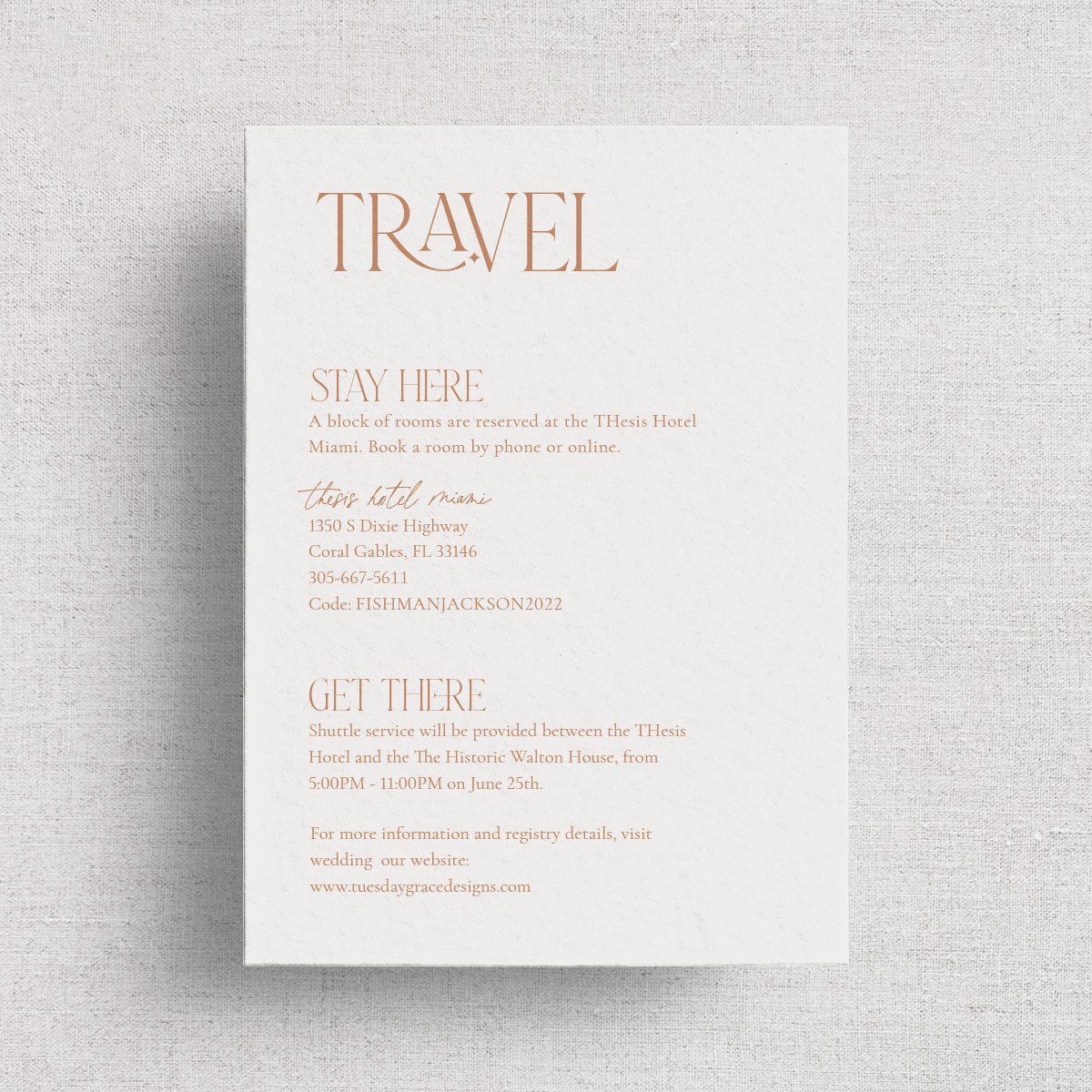 Sedona Wedding Information Card