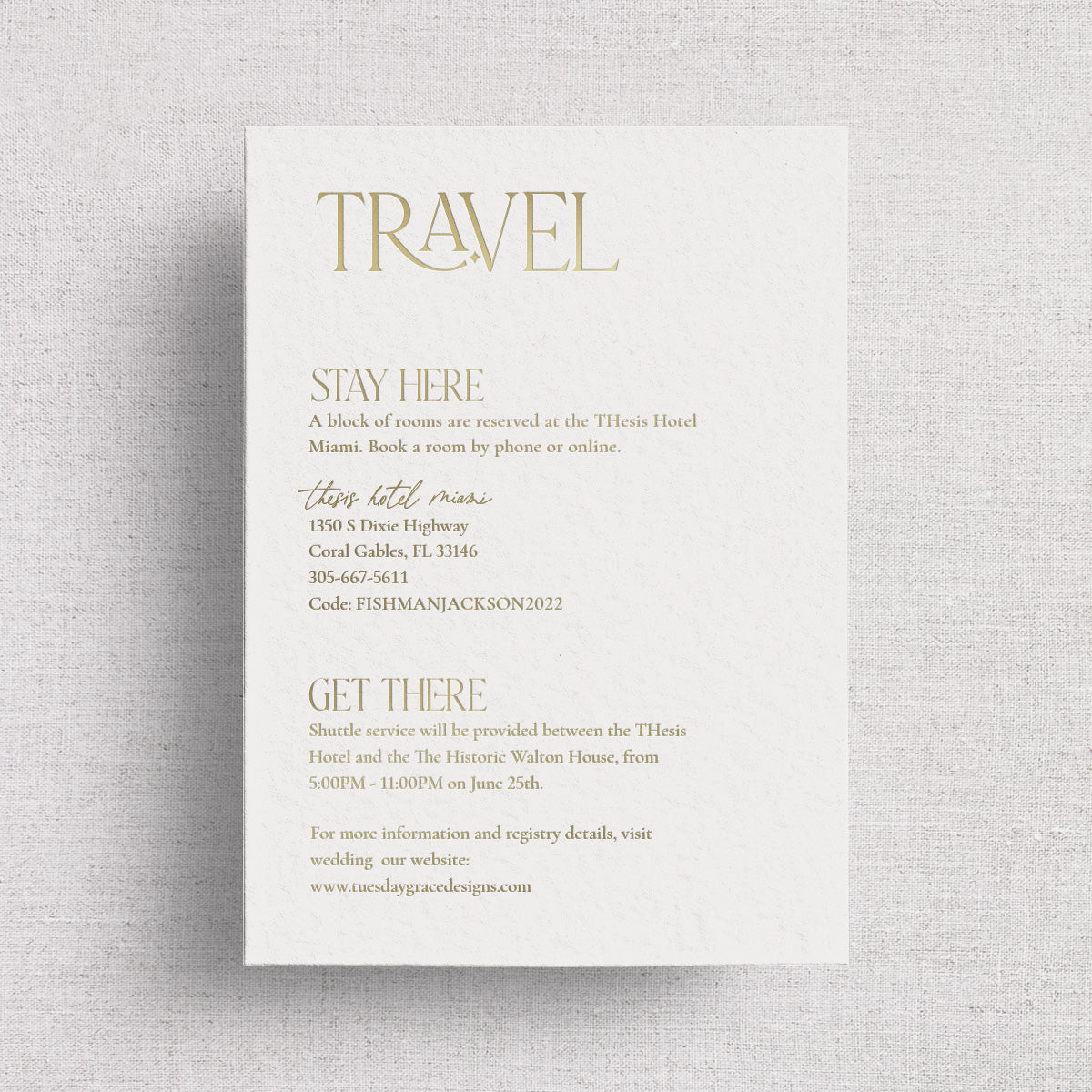 Sedona Wedding Information Card