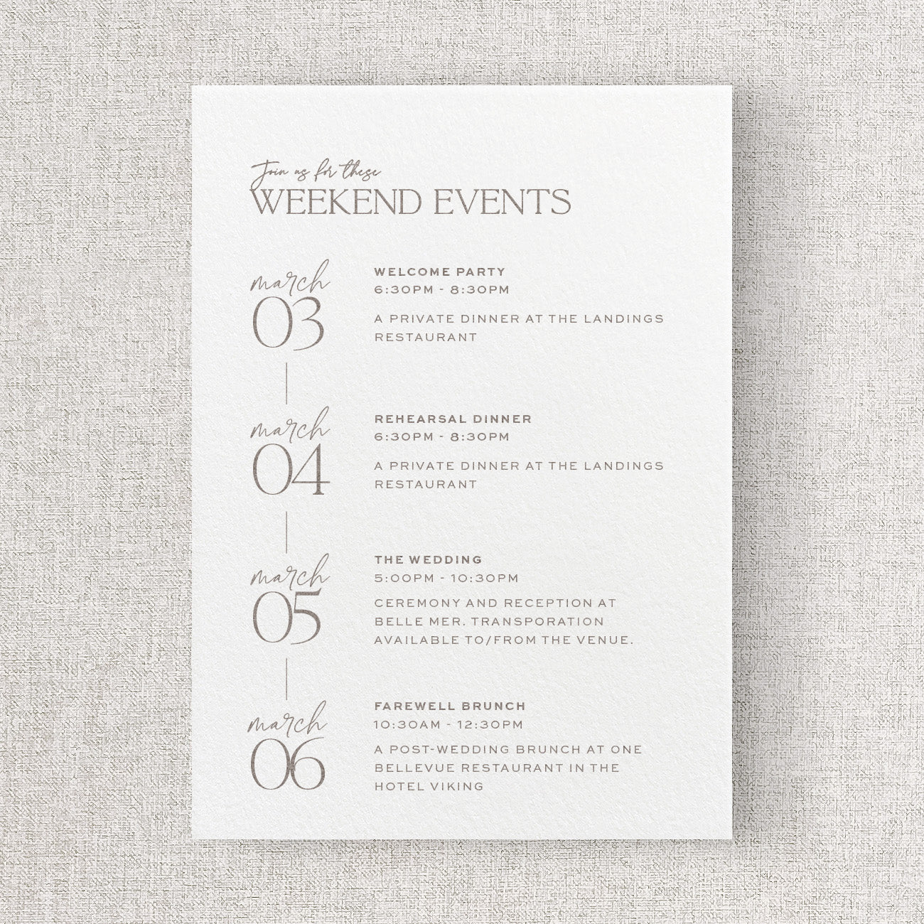 Newport Wedding Weekend Card