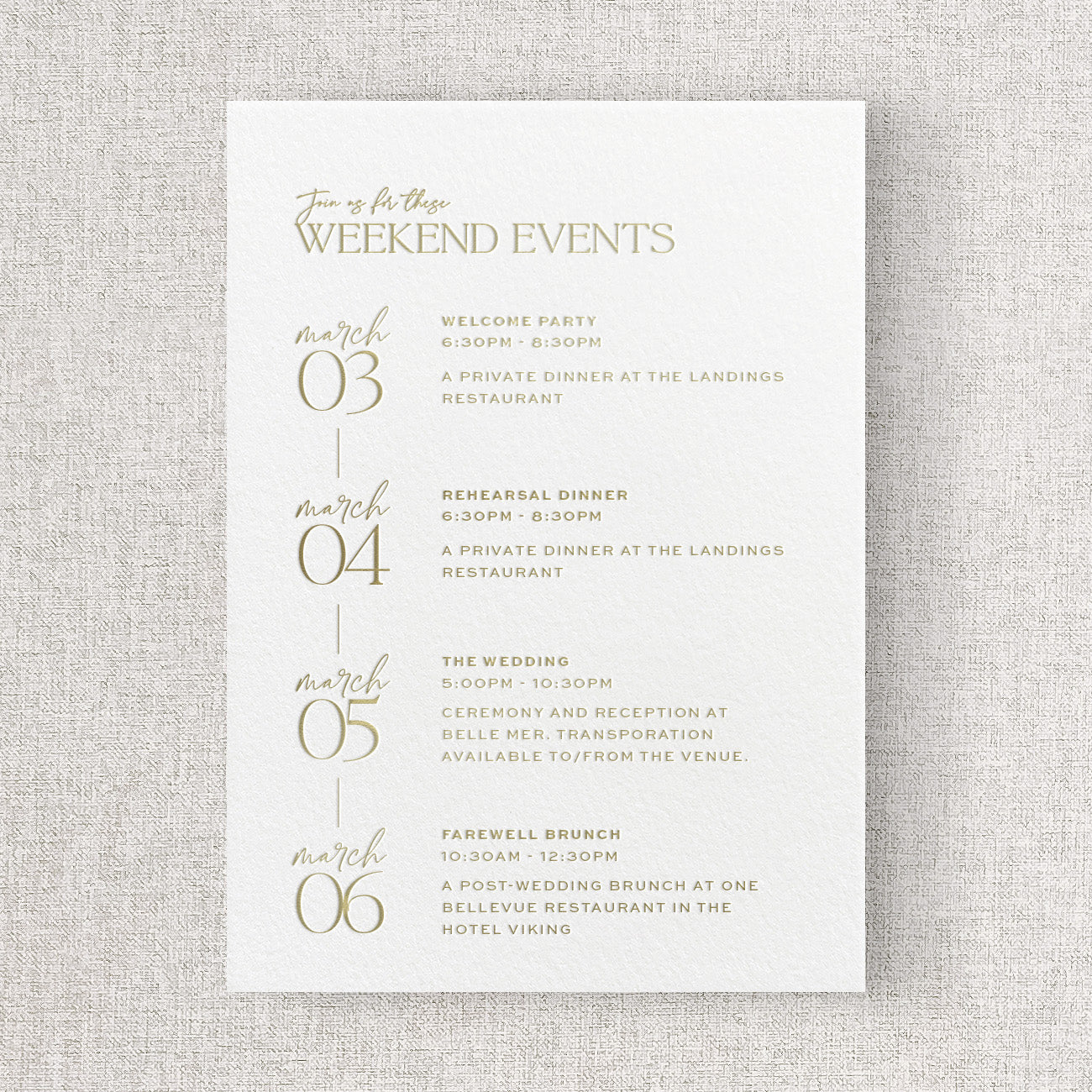 Newport Wedding Weekend Card