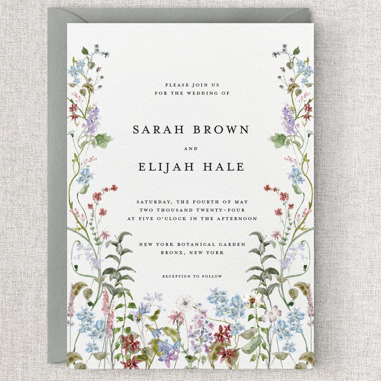 Wild Flora A7 Wedding Invitation & Envelope