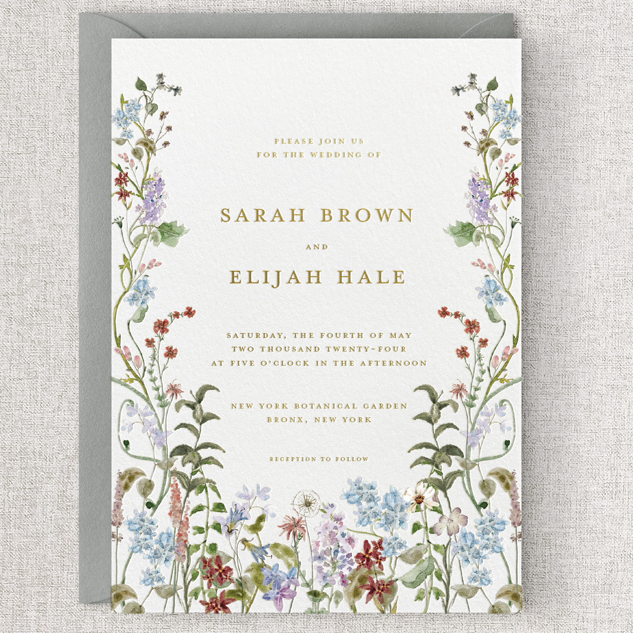 Wild Flora A7 Wedding Invitation & Envelope